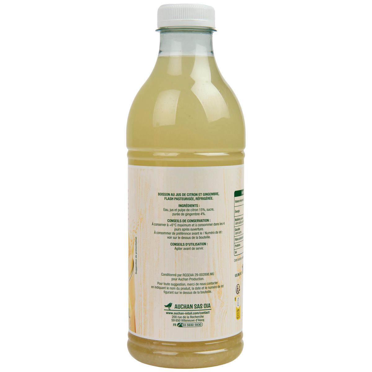 AUCHAN Citronnade au gingembre 1l
