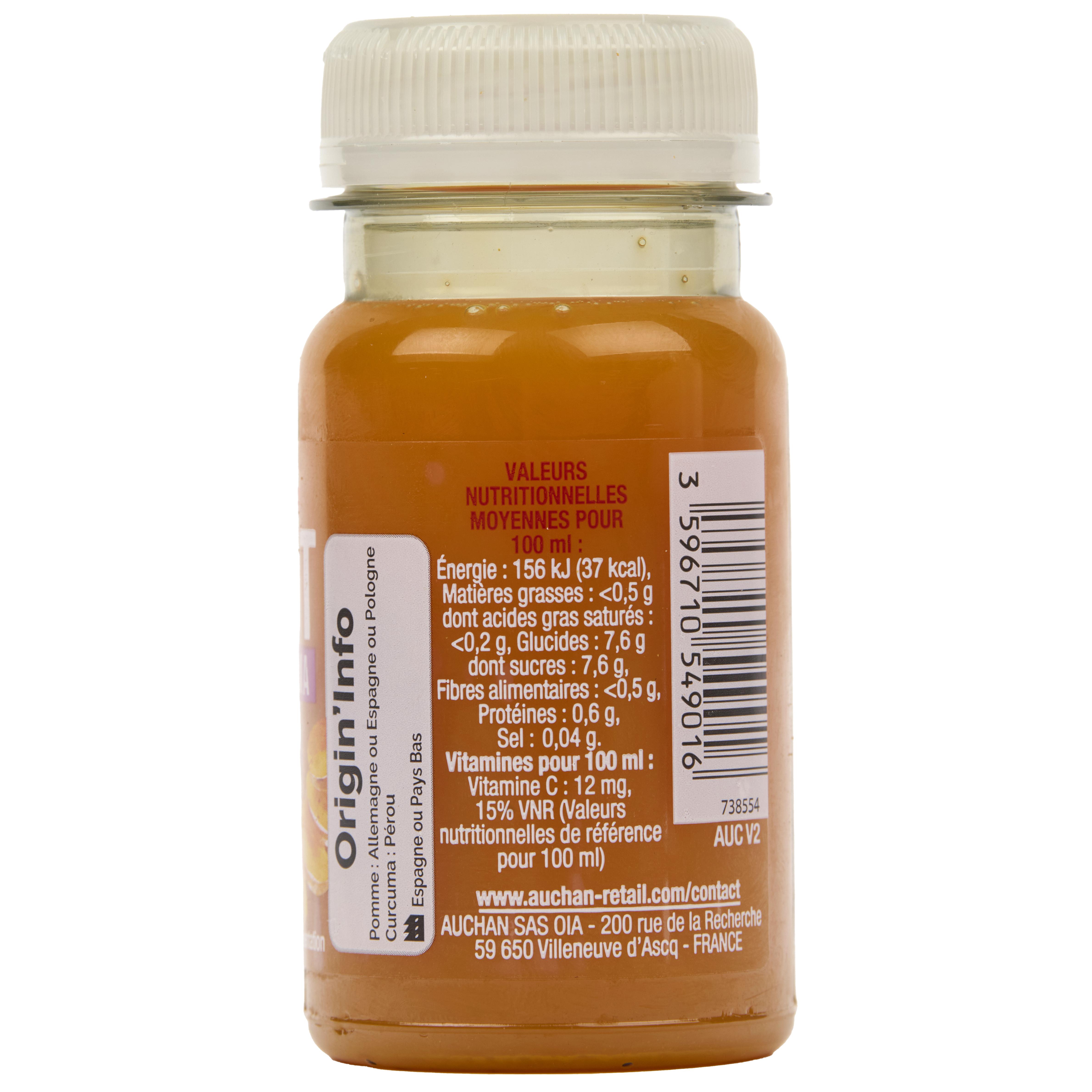 Voir la diapositive 4 : AUCHAN Shot curcuma 100ml