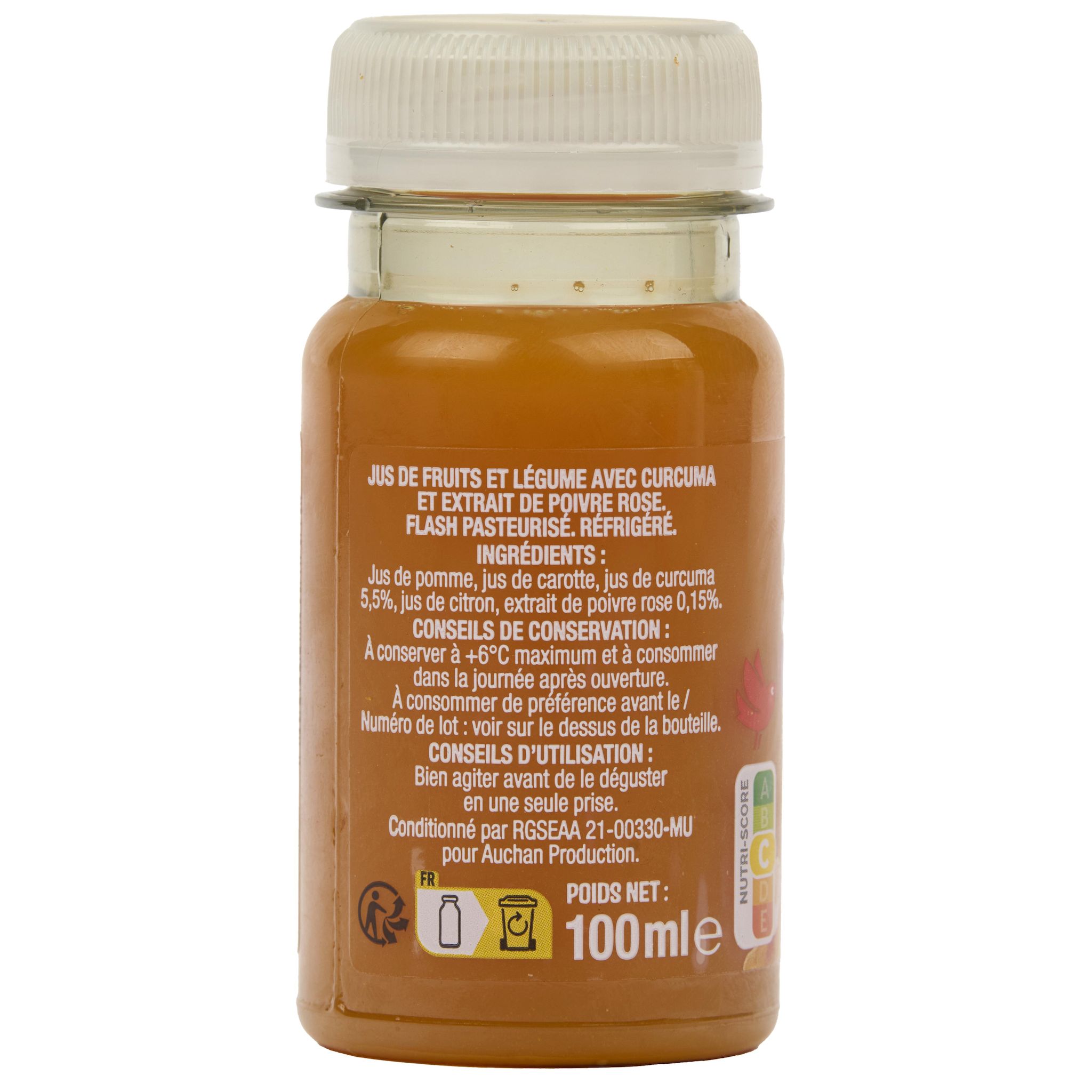 Voir la diapositive 5 : AUCHAN Shot curcuma 100ml