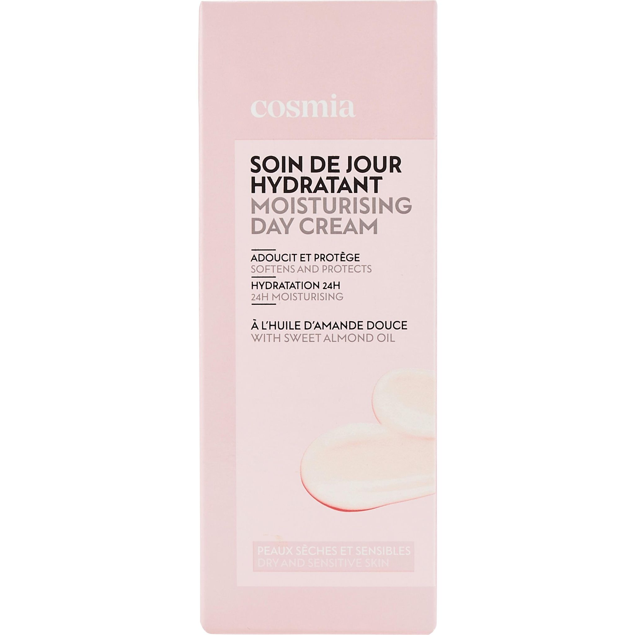 Voir la diapositive 2 : COSMIA Soin de jour hydratant à l'huile d'amande douce pour peaux sèches et sensibles 50ml
