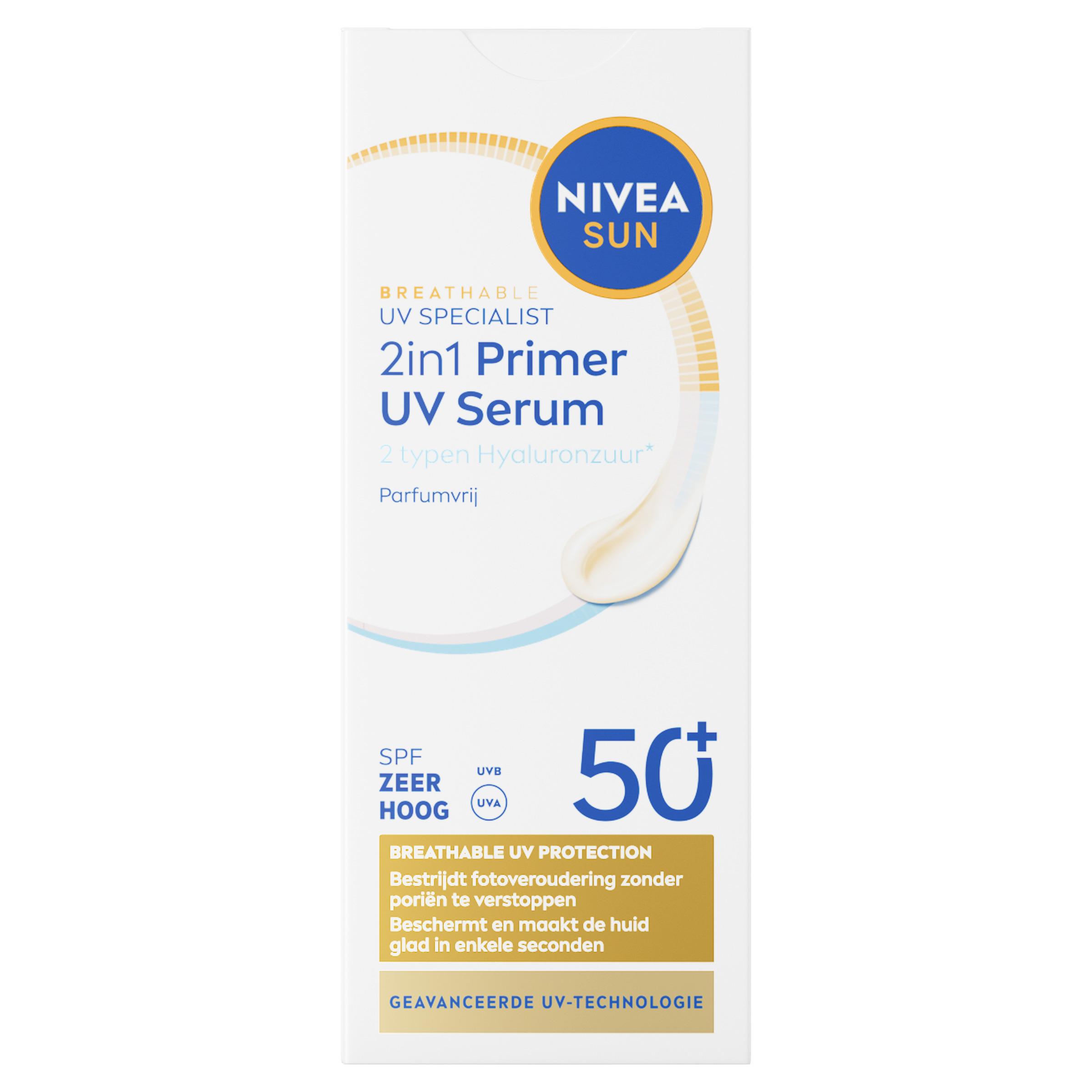 Voir la diapositive 2 : NIVEA SUN Primer 2 en 1 sérum daily uv SPF50+ 30ml