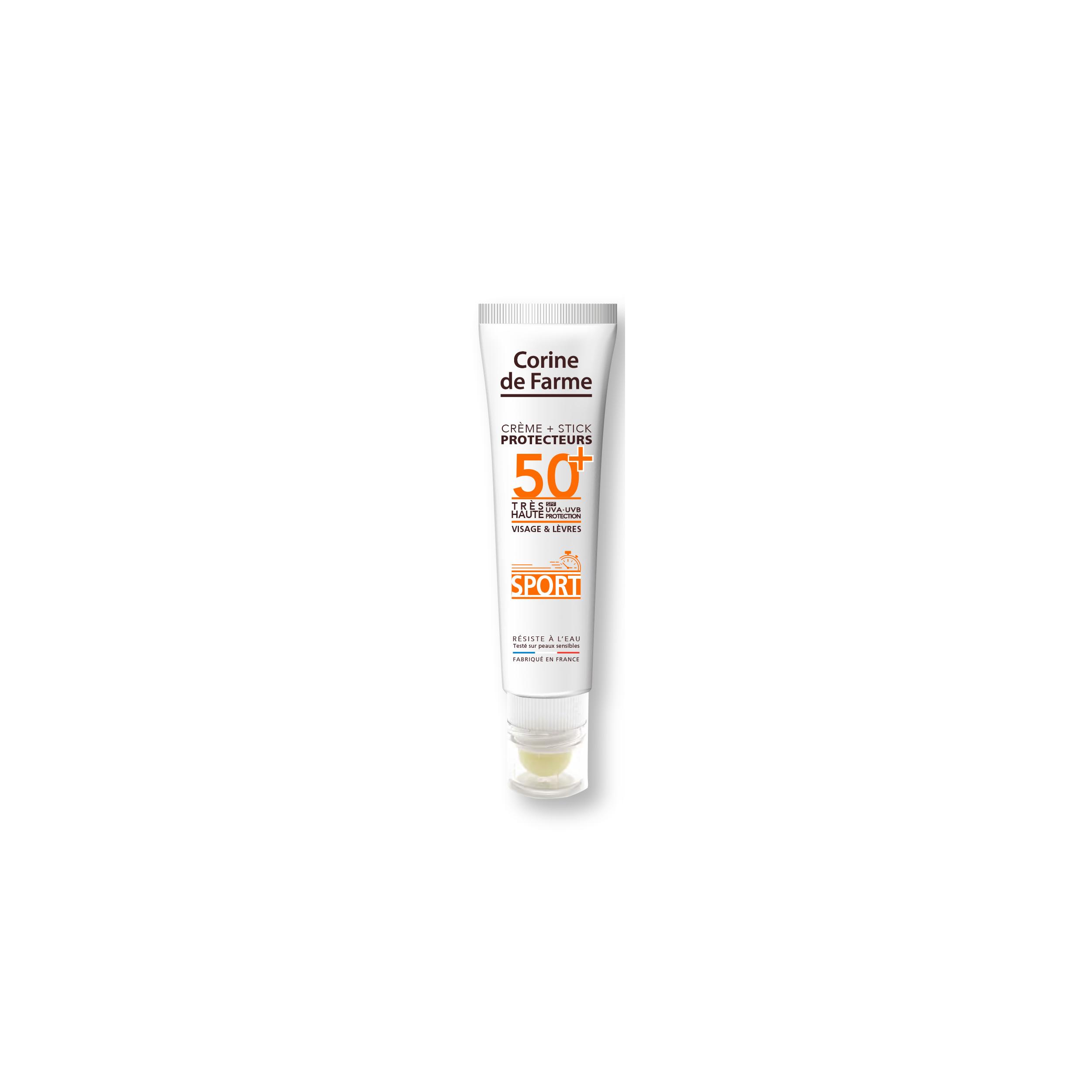 CORINE DE FARME Crème et Stick solaire sport FPS 50+ 1 tube de 20ml et 1 stick 1 pièce