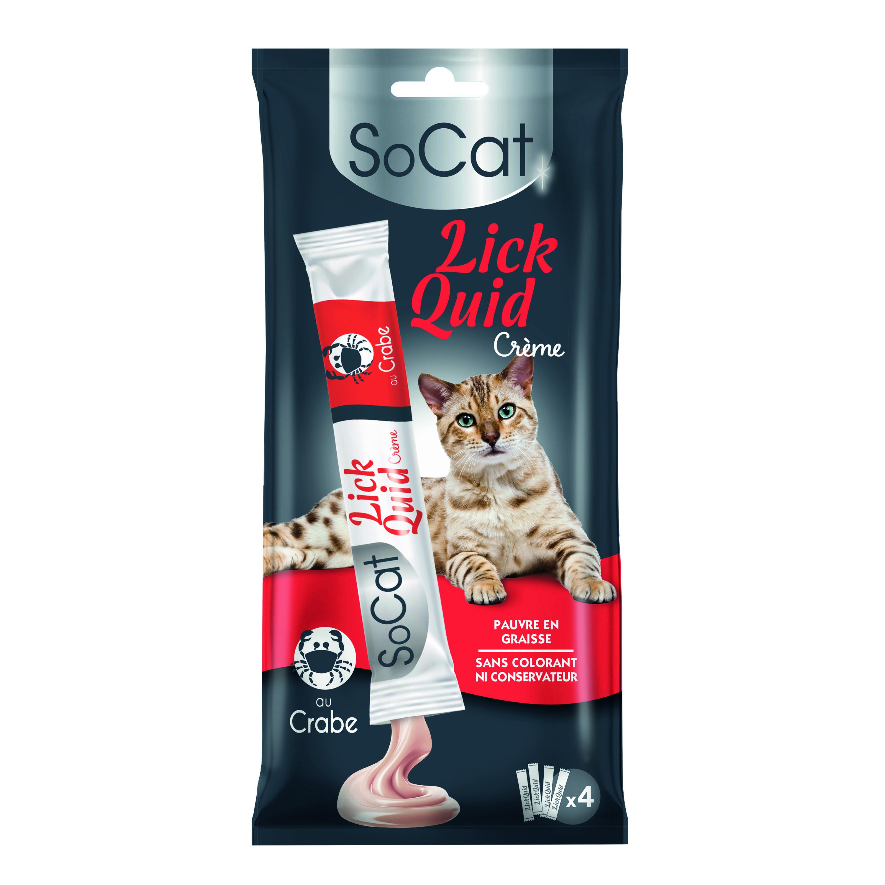 SOCAT Lick Quid Crème au crabe pour chat 4 pièces 56g