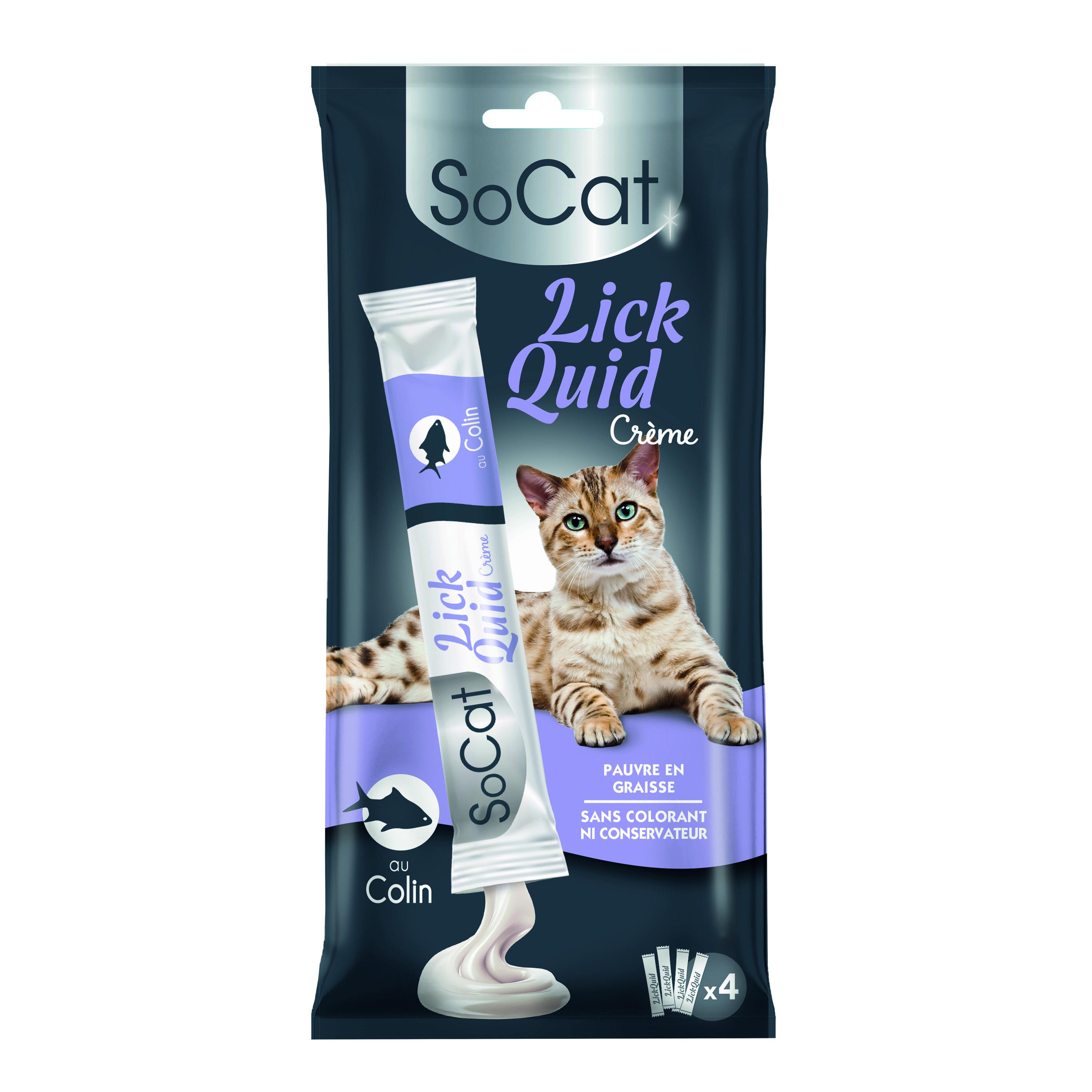 SOCAT Lick Quid Crème au colin pour chat 4 pièces 56g