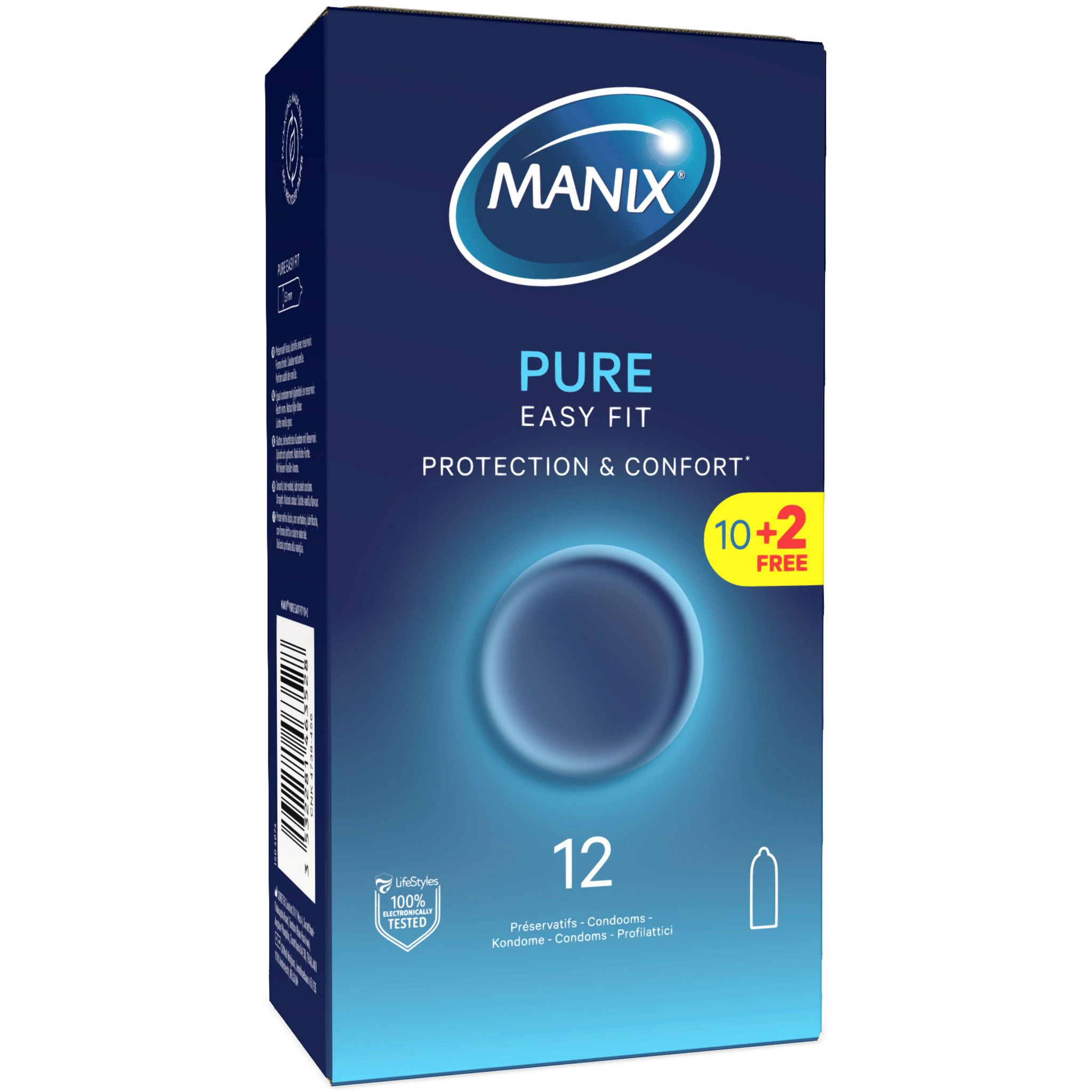 MANIX Pure easy fit préservatifs protection et confort 10+2 offerts 12 préservatifs