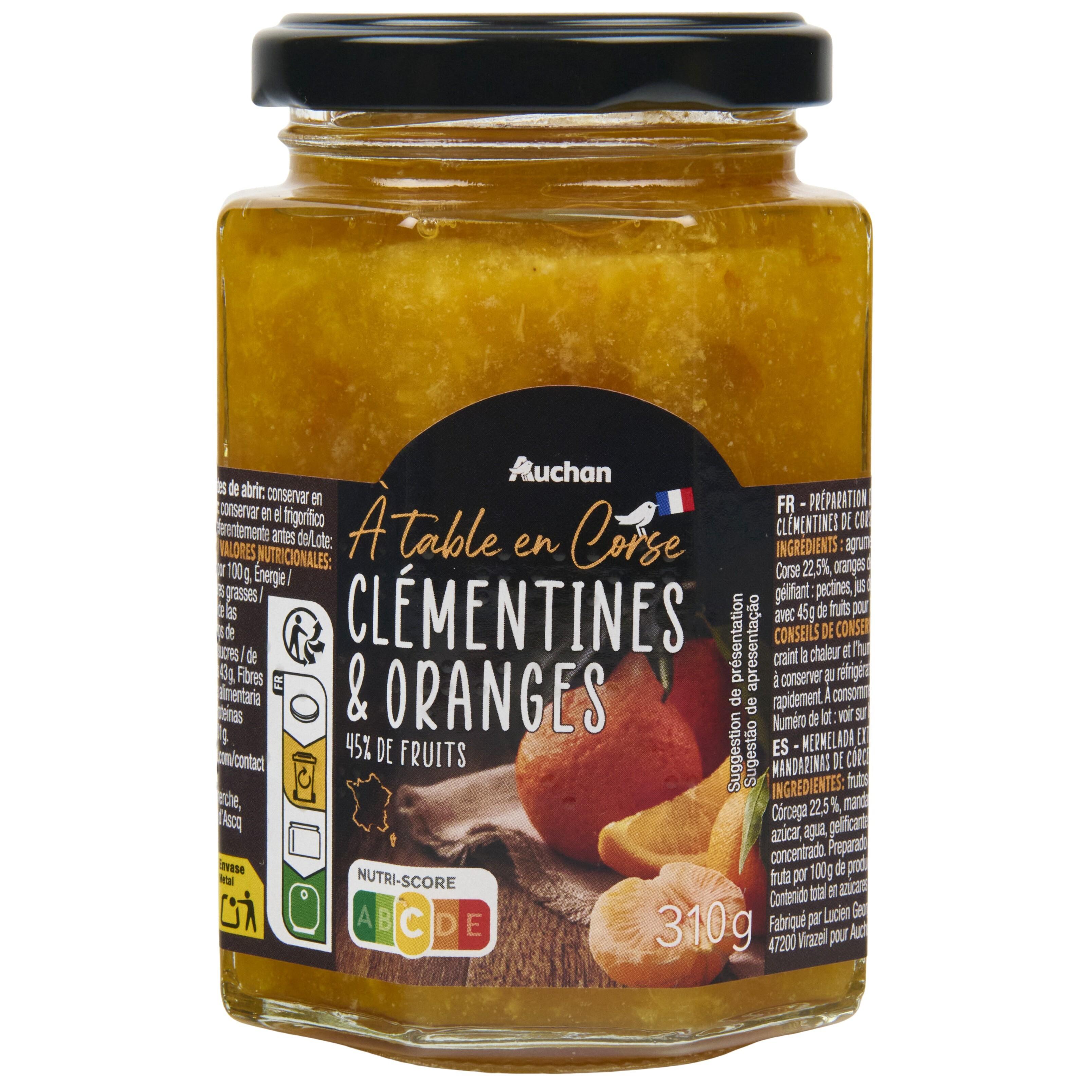 AUCHAN TERROIR Préparation de fruits aux clémentines et oranges 45% de fruits 310g