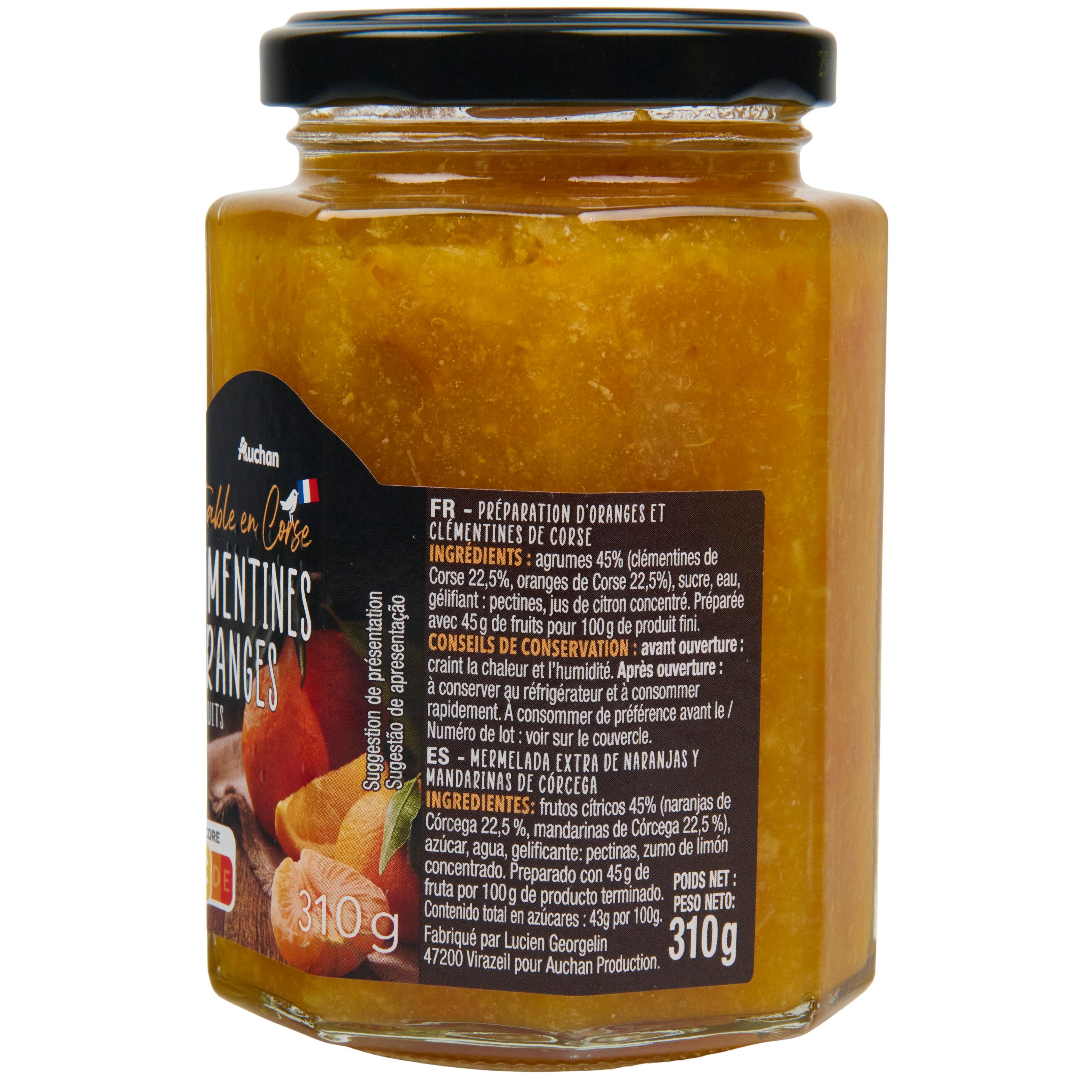 Voir la diapositive 3 : AUCHAN TERROIR Préparation de fruits aux clémentines et oranges 45% de fruits 310g