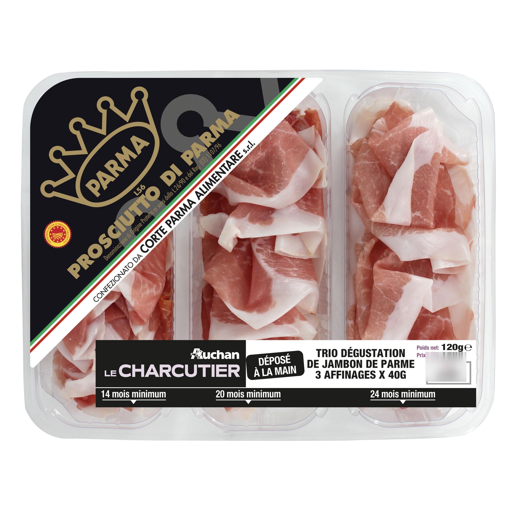 AUCHAN LE CHARCUTIER Jambon de Parme 3 affinages 120g