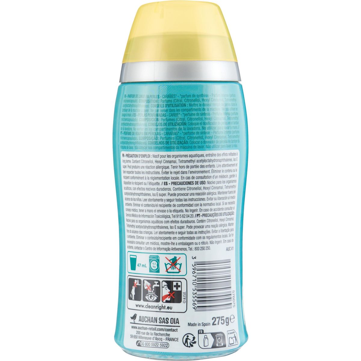 AUCHAN Perles de linge parfum intense 275g