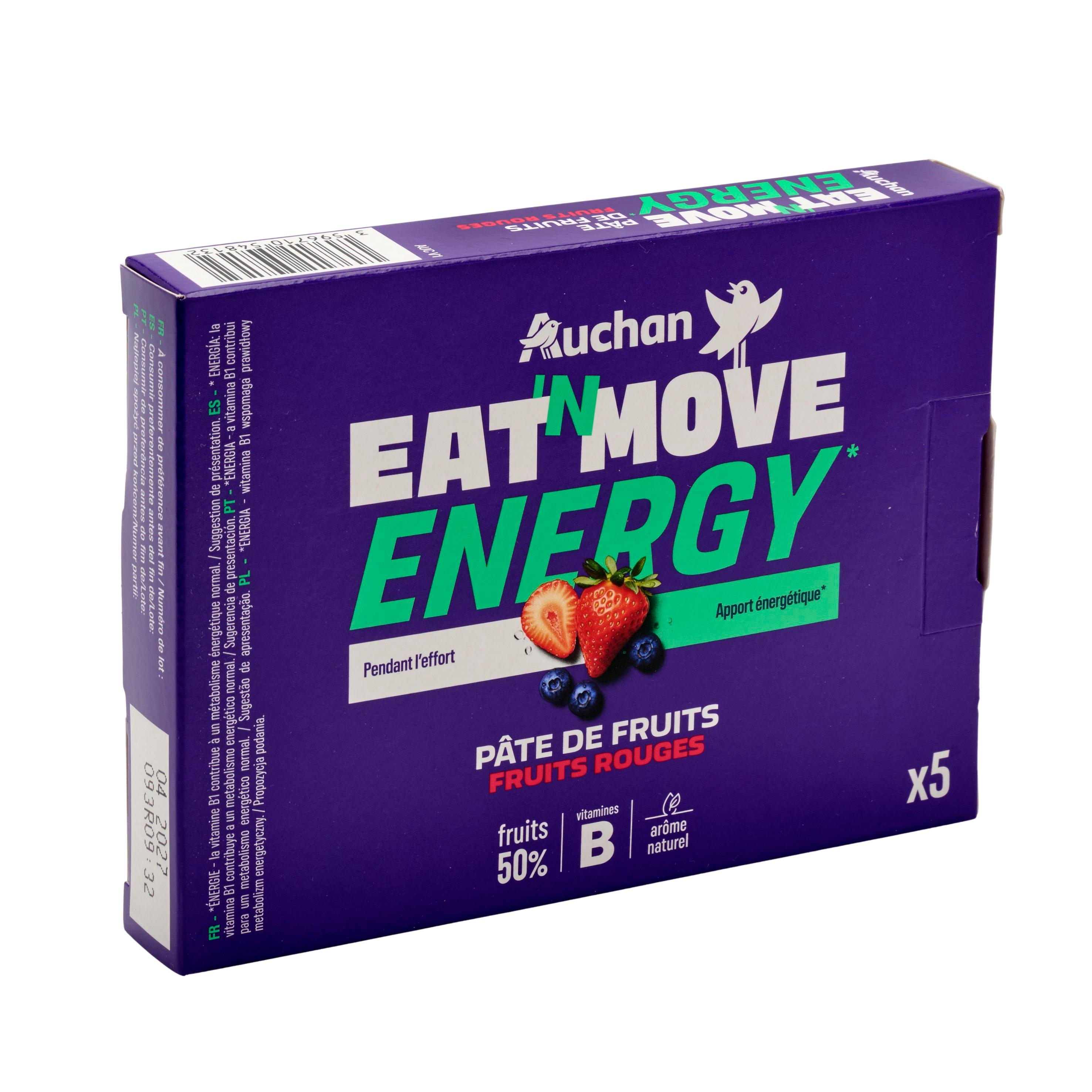 Voir la diapositive 3 : AUCHAN EAT'N MOVE Pâte de fruits Energy fruits rouges 5x25g