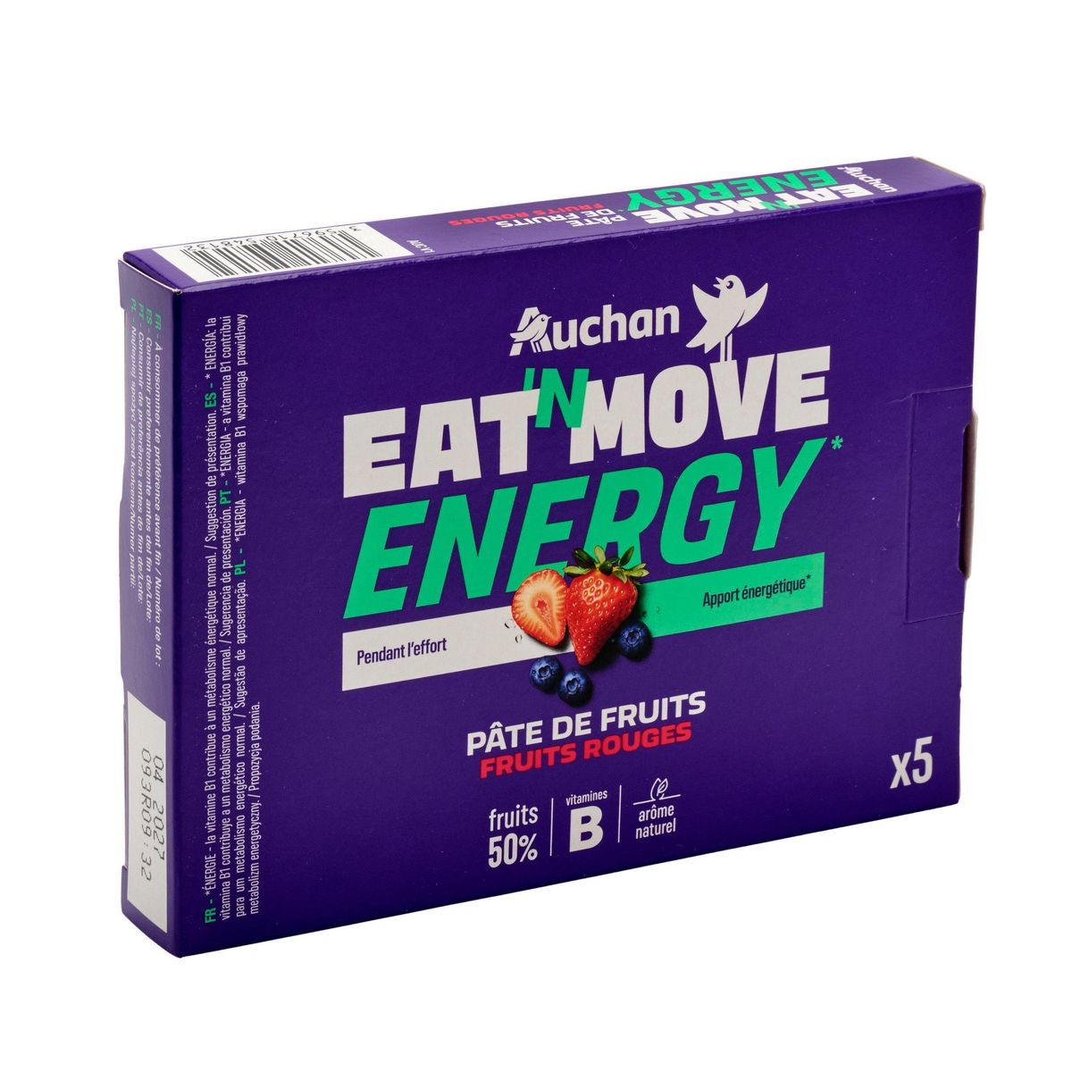 AUCHAN EAT'N MOVE Pâte de fruits Energy fruits rouges 5x25g