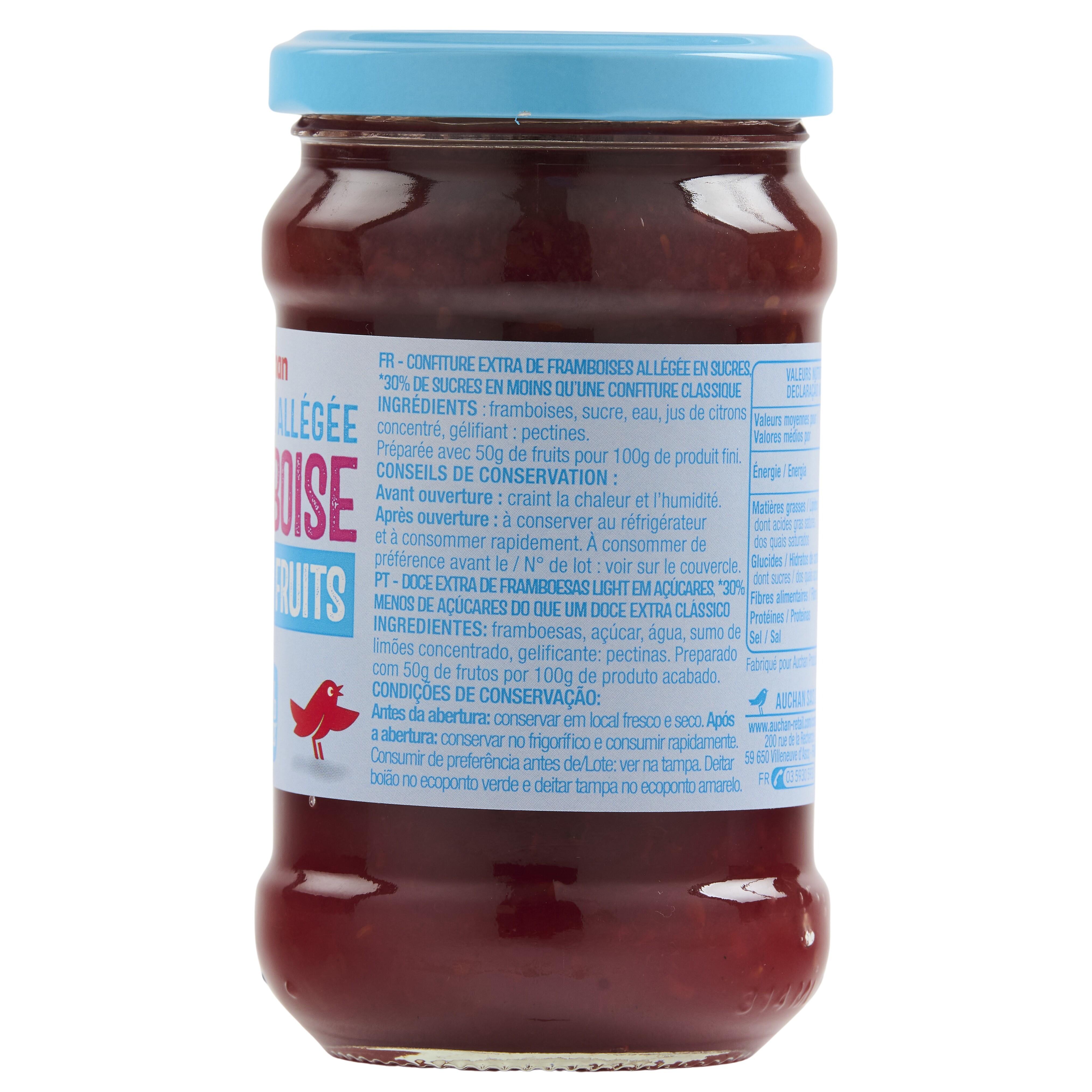 Voir la diapositive 5 : AUCHAN Confiture allégée framboises sans sucres ajoutés 340g