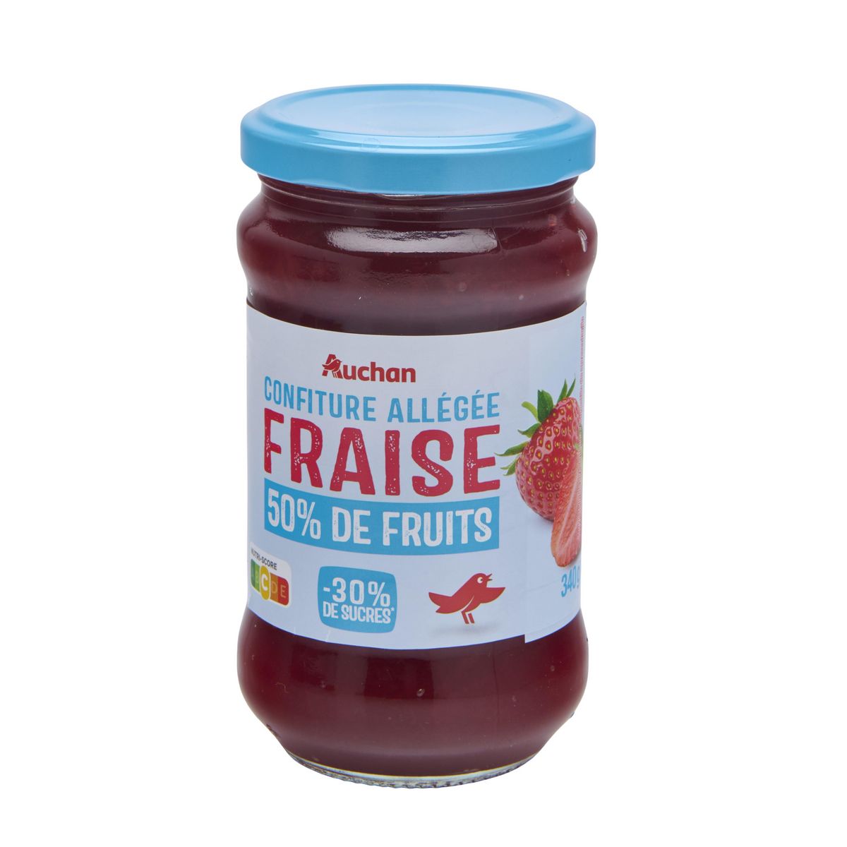 AUCHAN Confiture allégée de fraise 50% de fruits 340g