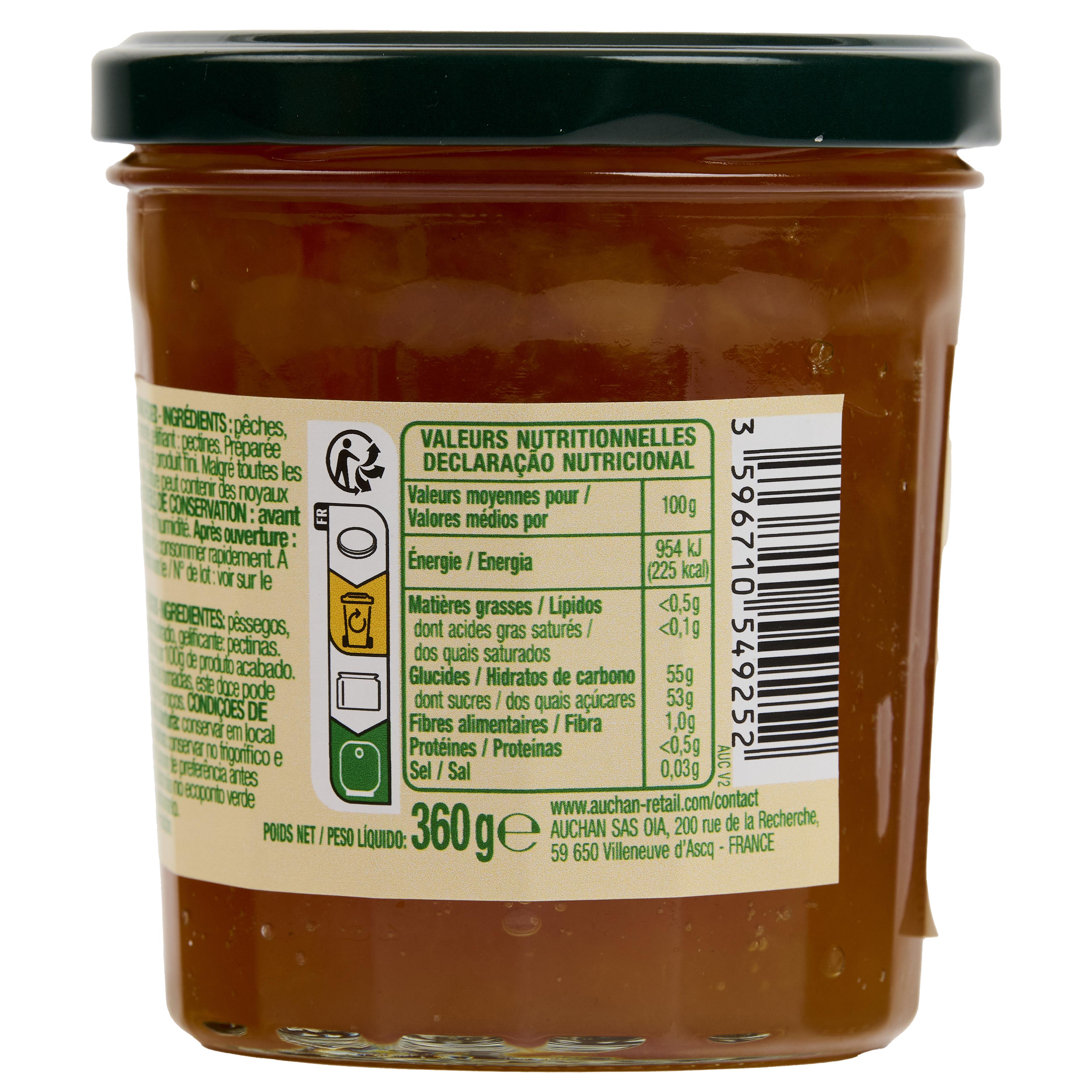 Voir la diapositive 4 : AUCHAN Confiture extra de pêche 360g