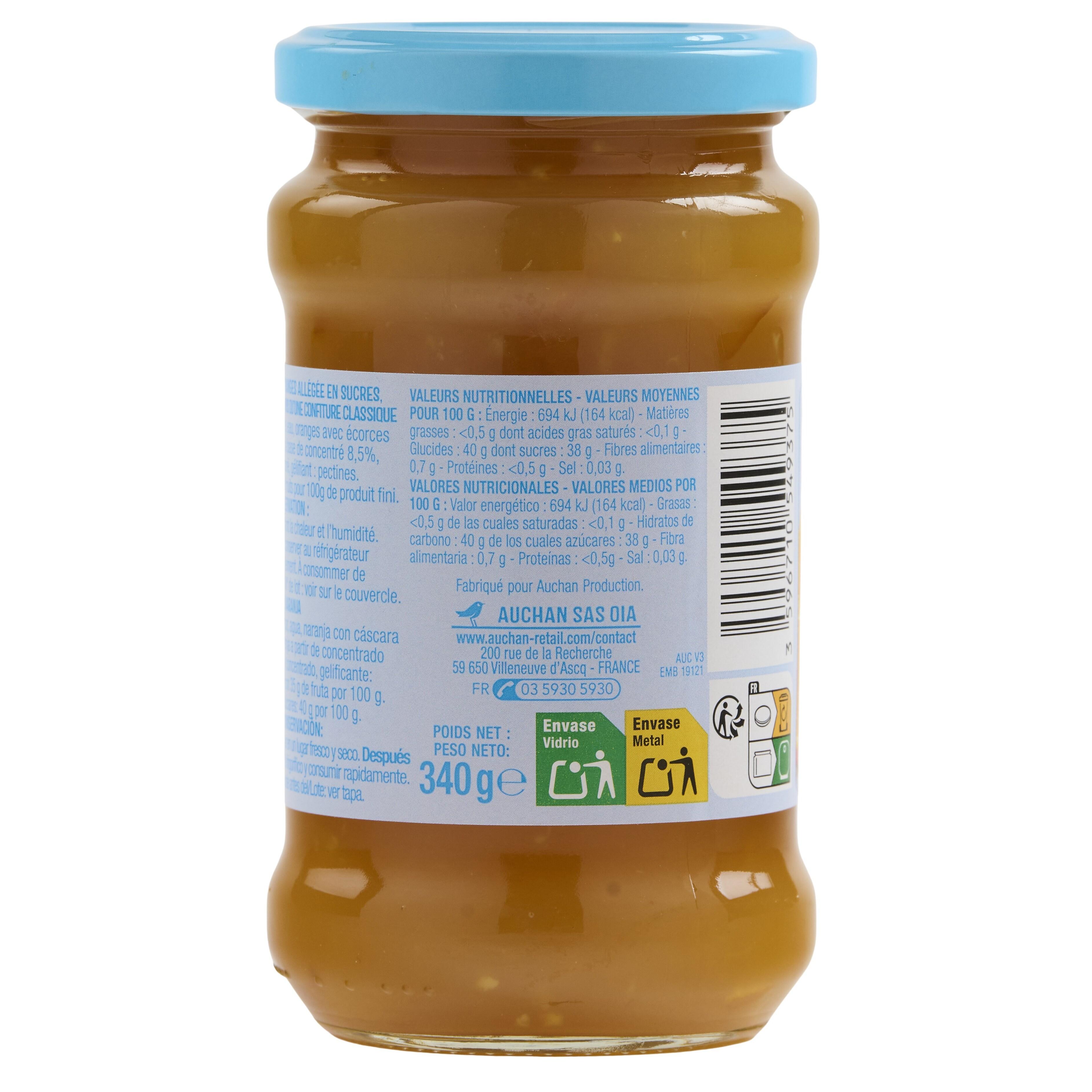 Voir la diapositive 5 : AUCHAN Marmelade allégée d'orange 35% de fruits 340g