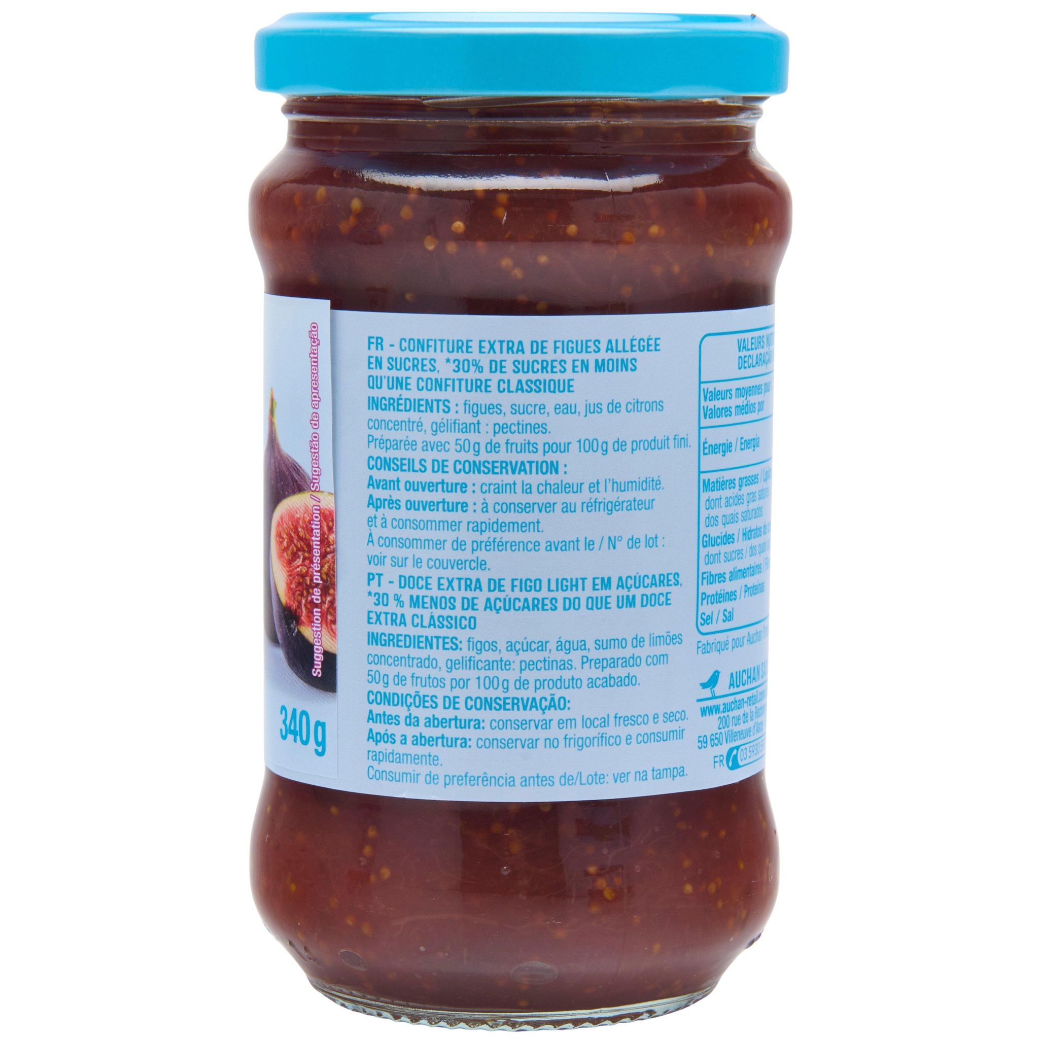 Voir la diapositive 4 : AUCHAN Confiture allégée de figue 340g