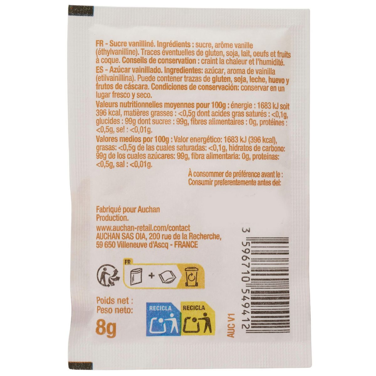 POUCE Sucre vanilliné 10x8g