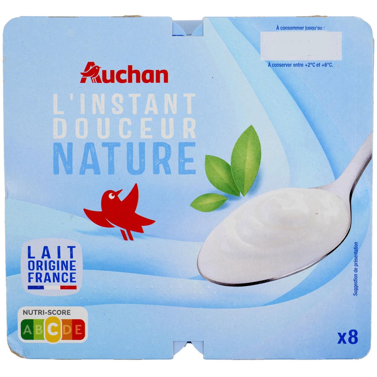 AUCHAN L'instant douceur - Yaourt nature 8x125g