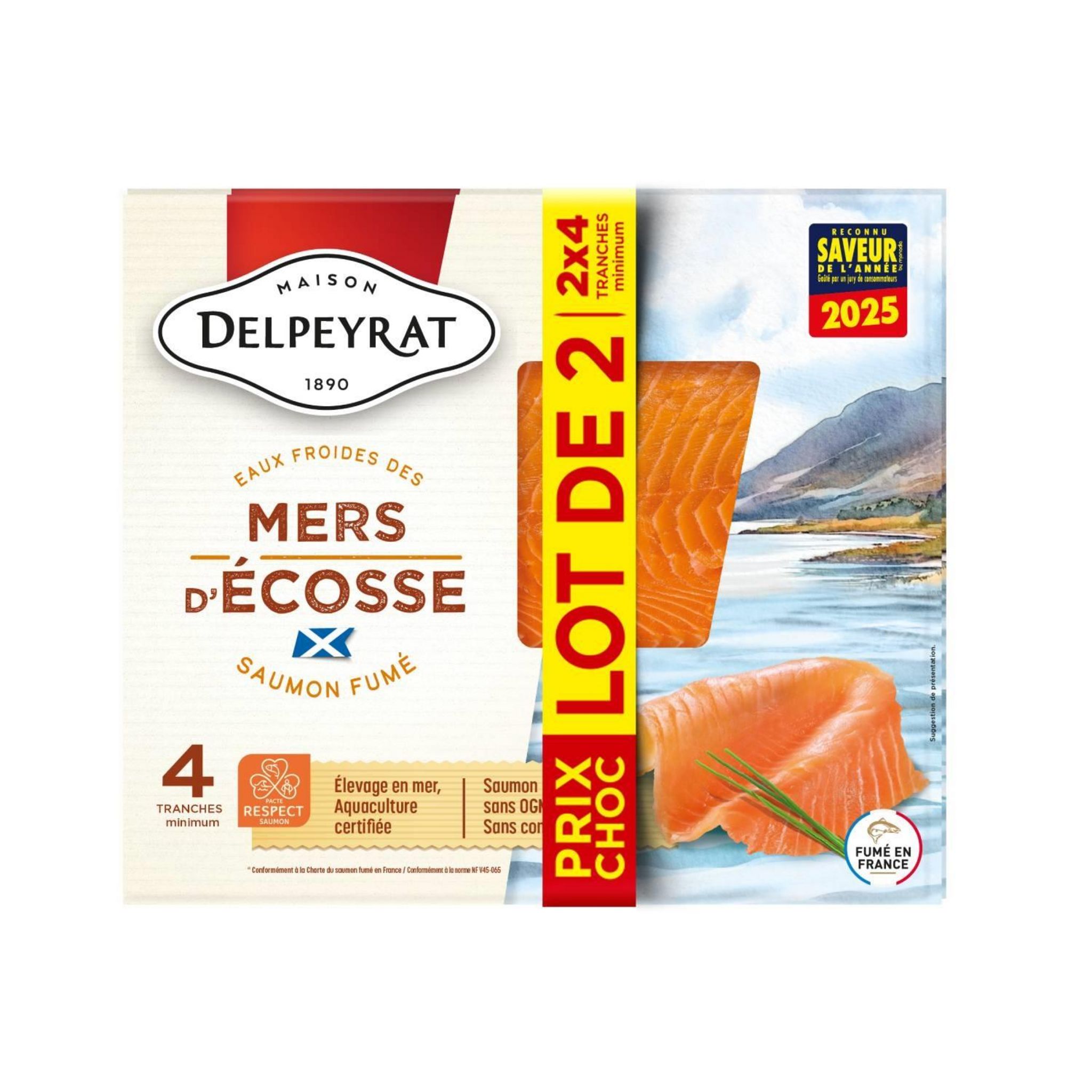 DELPEYRAT Saumon fumé d'Ecosse 8 tranches 220g