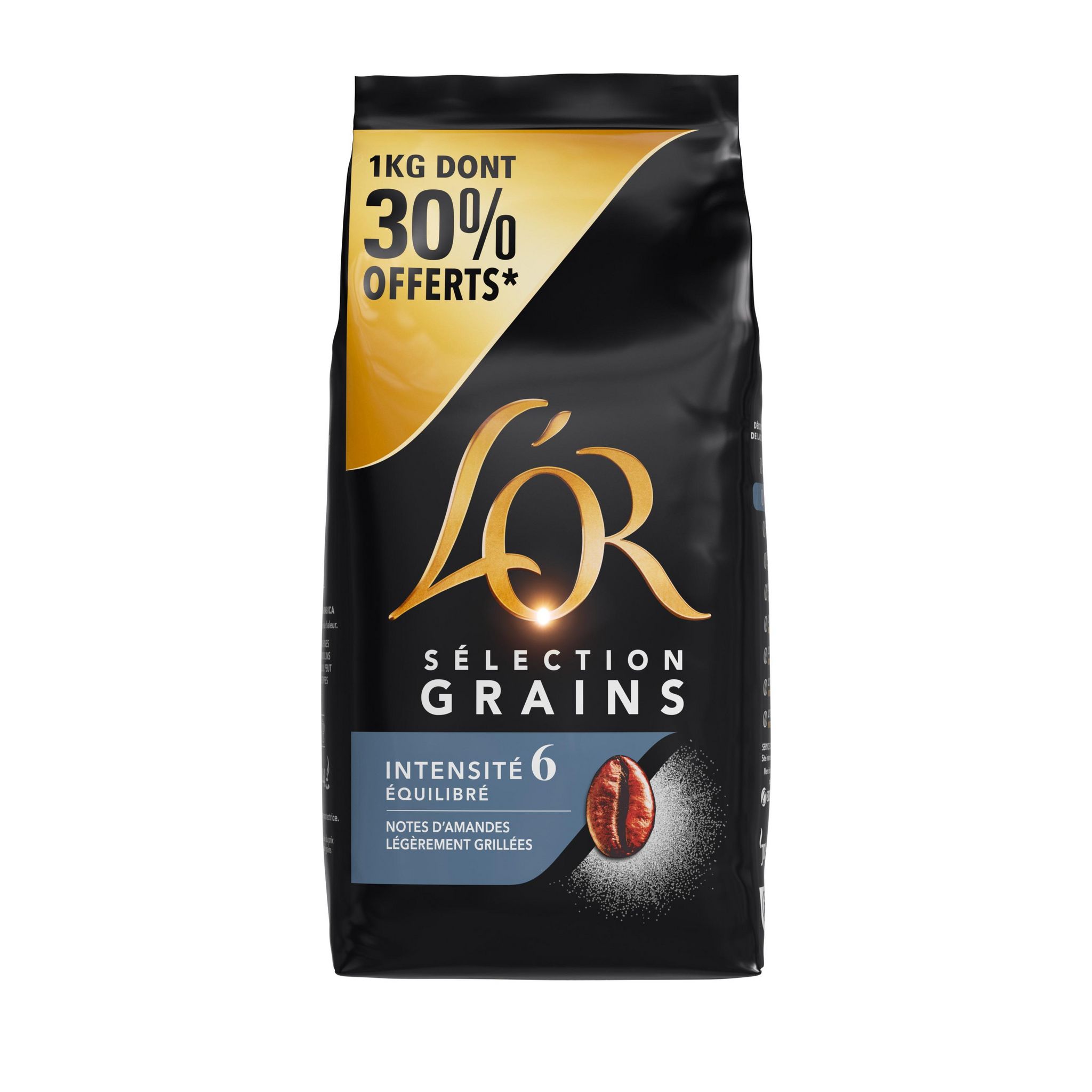 L'OR Café en grains intensité 6 dont 300% offerts 1kg