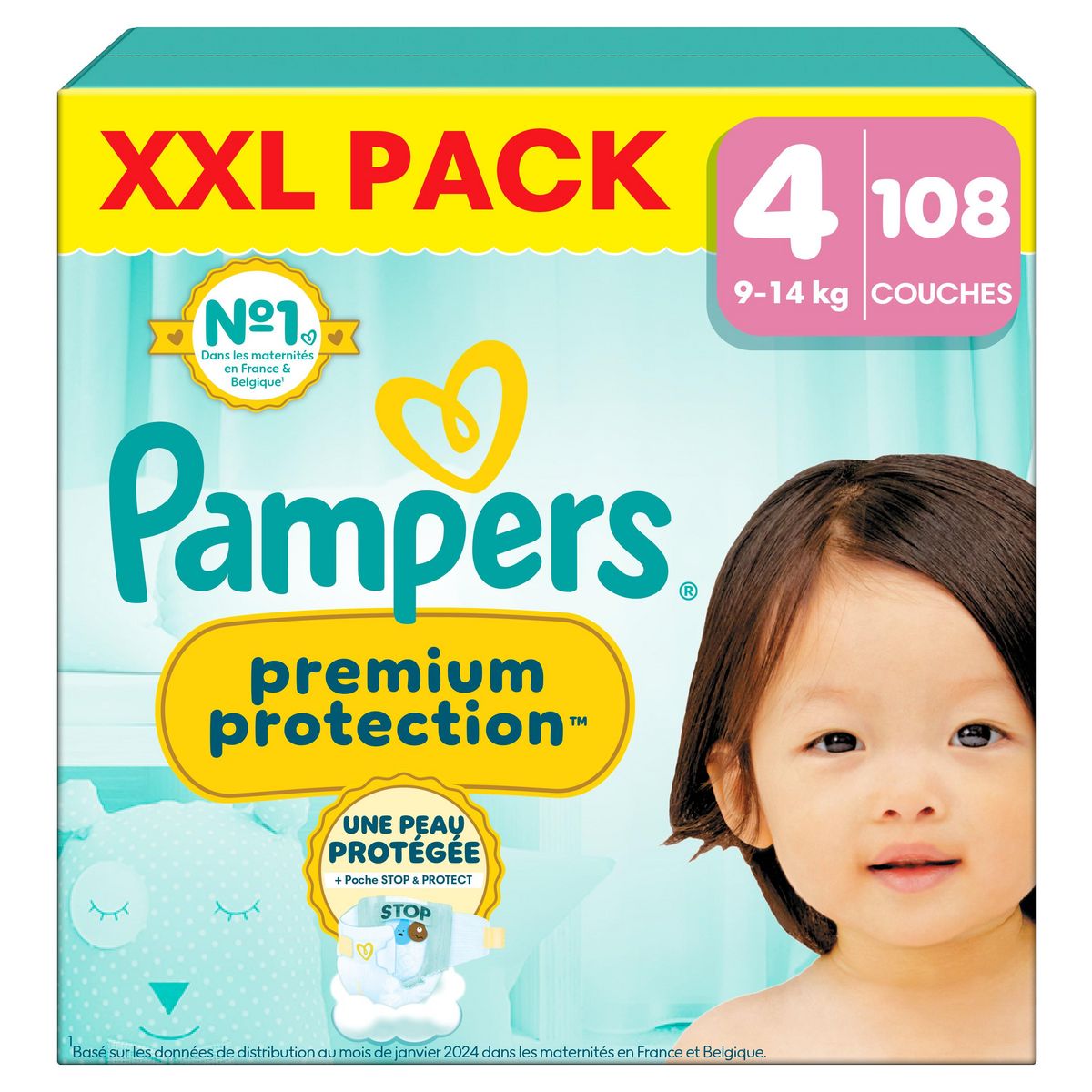 PAMPERS Premium Protection couches taille 4 (9-14kg) 108 pièces