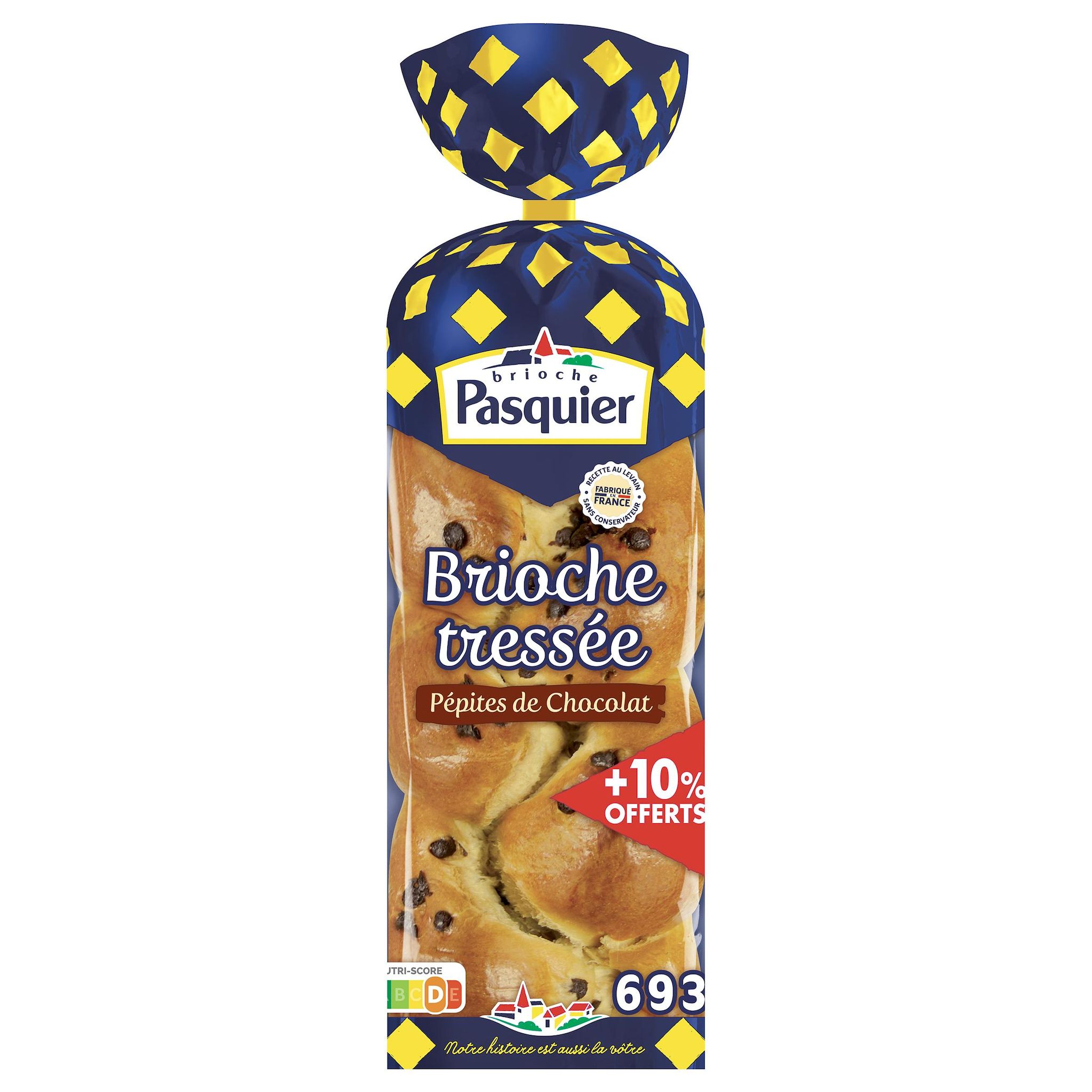 PASQUIER Brioche tressée aux pépites de chocolat 630g+10% offerts 693g
