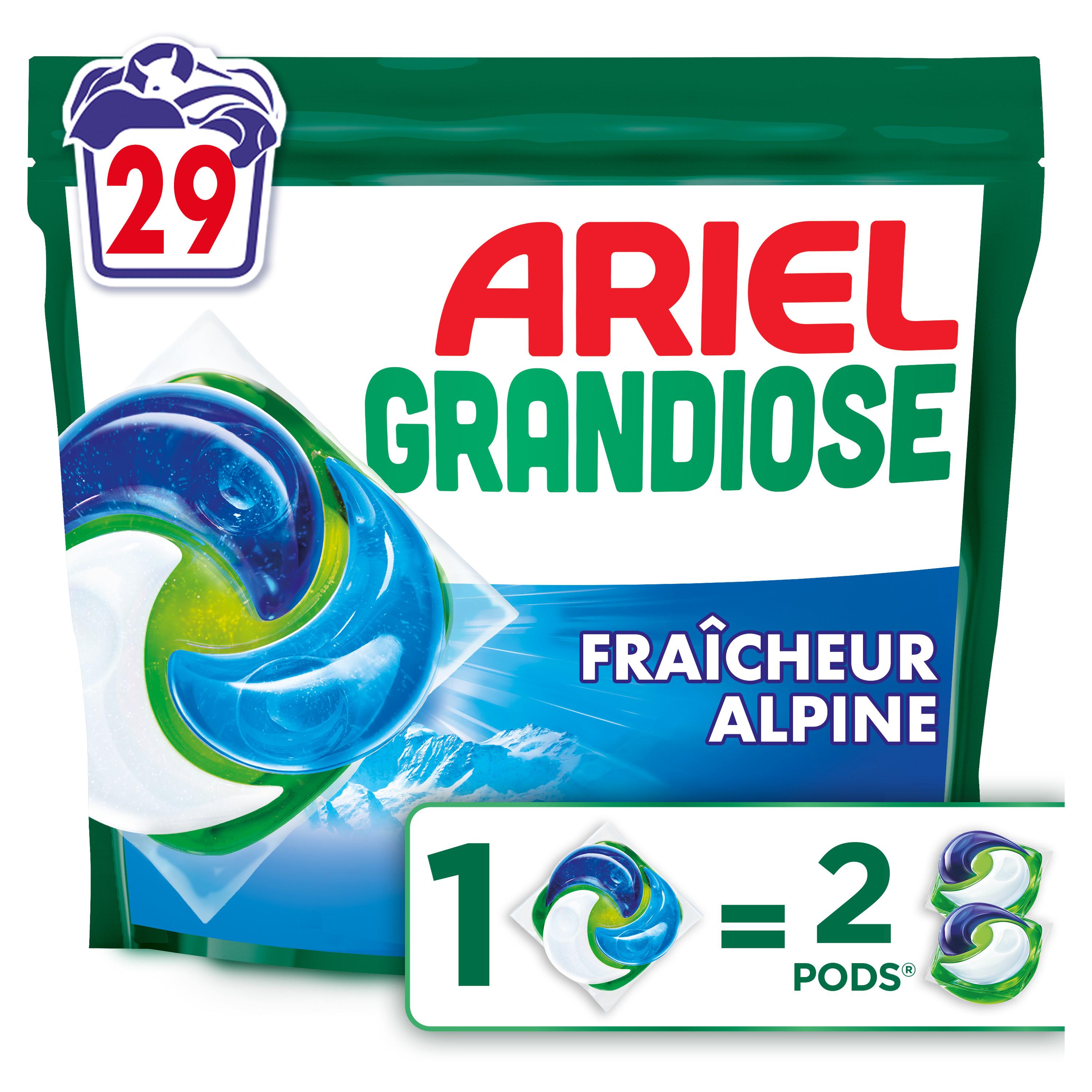 Voir la diapositive 2 : ARIEL Grandiose Pods Lessive capsules action détachante et anti-odeurs 29 lavages 29 capsules