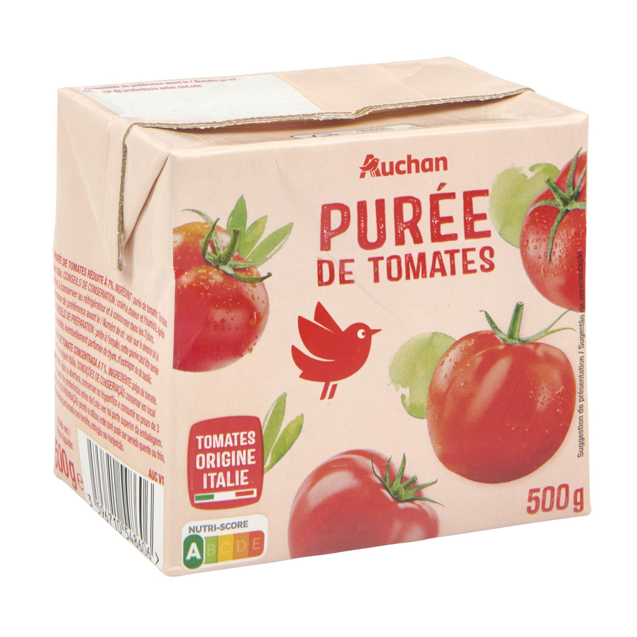 Voir la diapositive 4 : AUCHAN Purée de tomate 500g