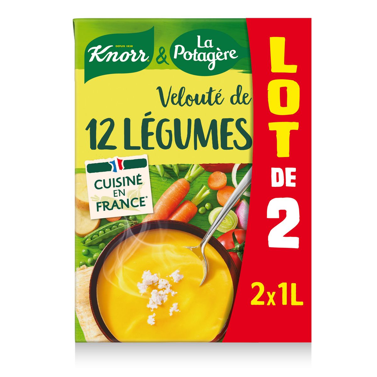 KNORR & LA POTAGERE Soupe veloutée de 12 légumes 2x1l
