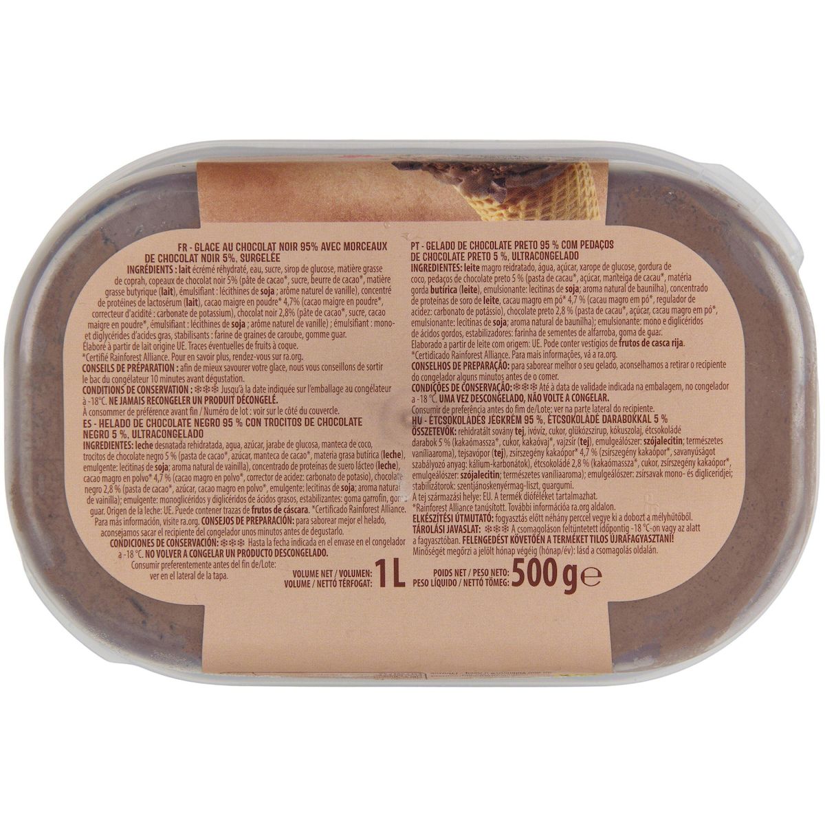AUCHAN Glace au chocolat 500g