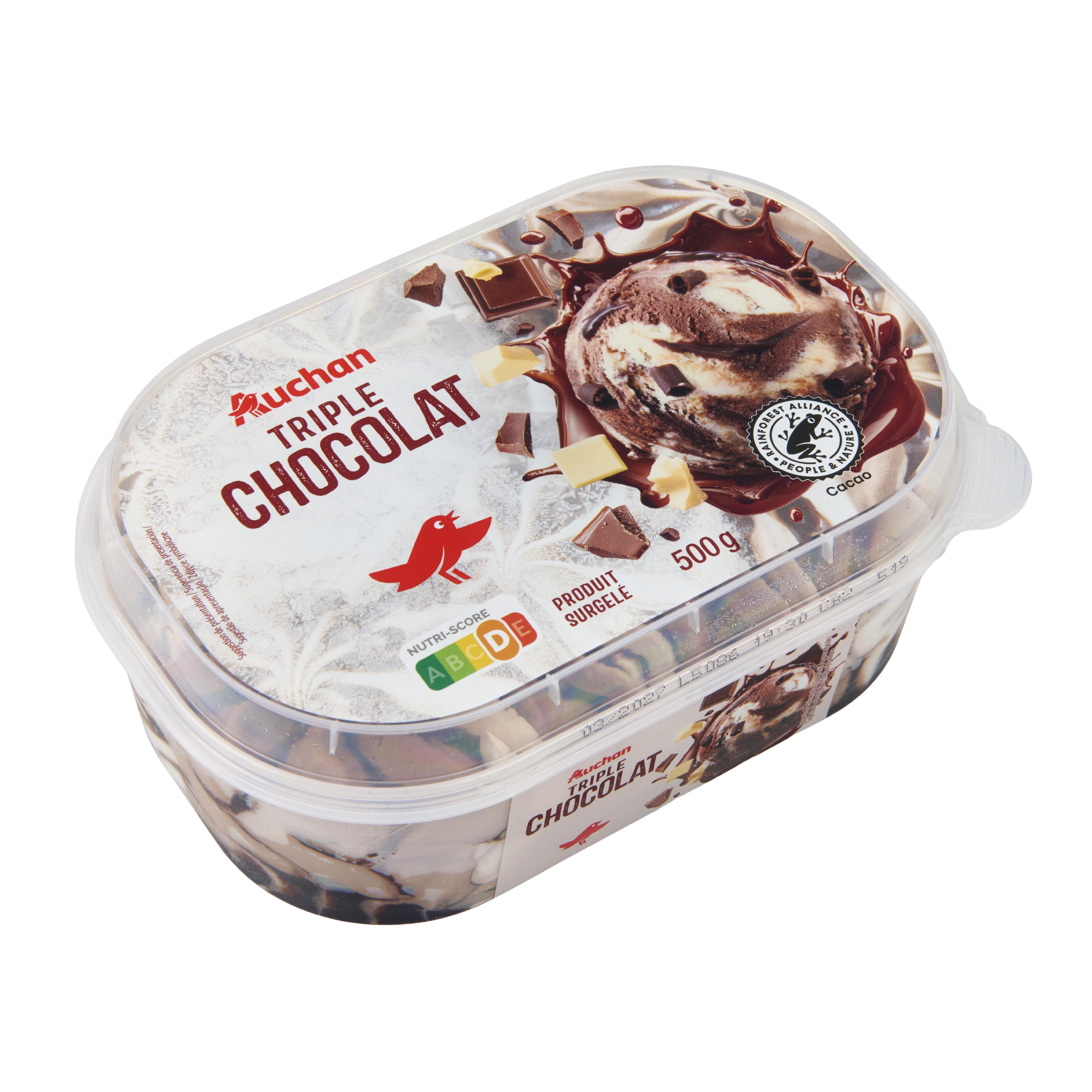 Voir la diapositive 2 : AUCHAN Glace triple chocolat 500g