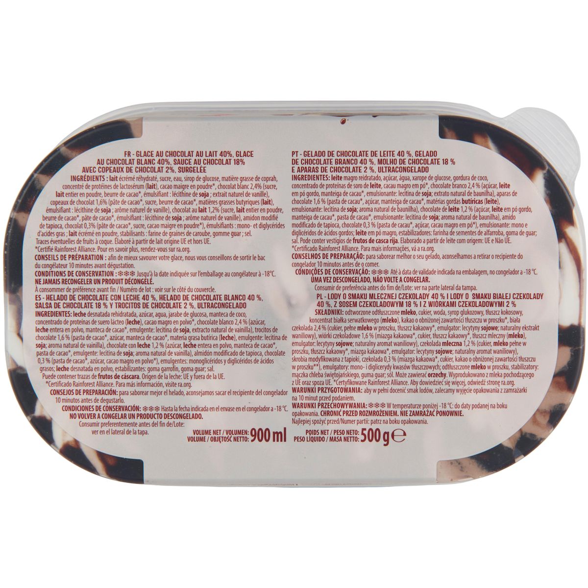 AUCHAN Glace triple chocolat 500g