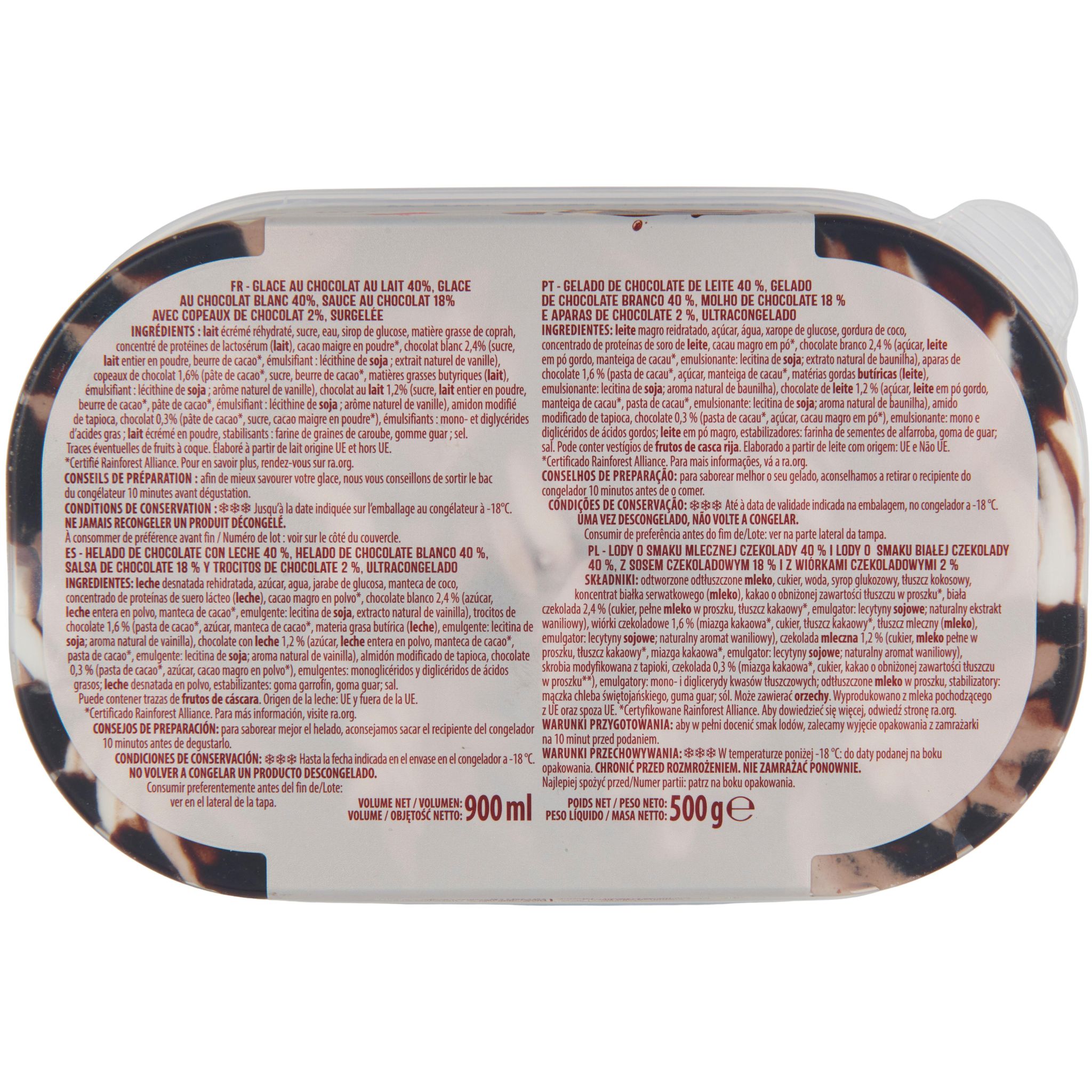 Voir la diapositive 3 : AUCHAN Glace triple chocolat 500g