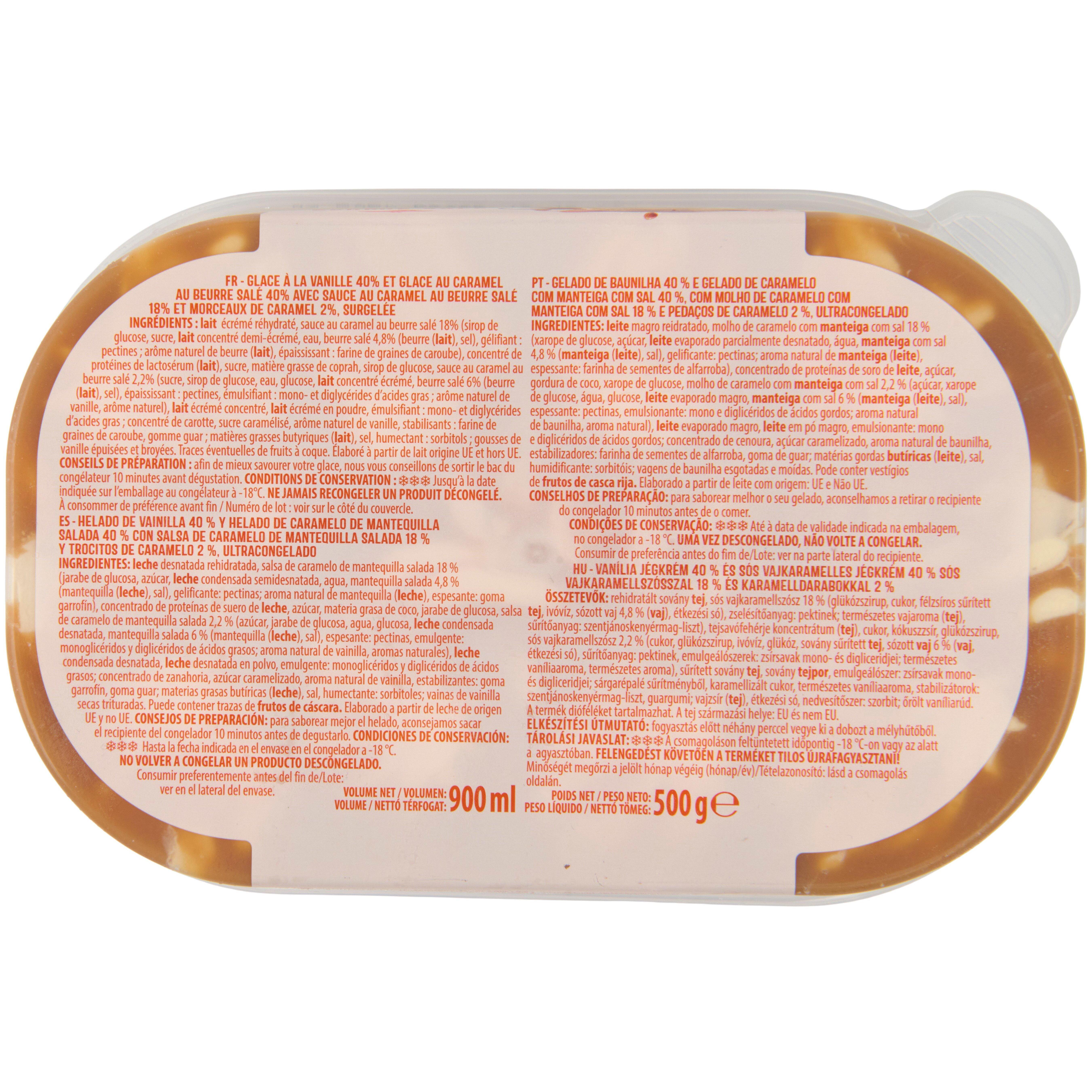 Voir la diapositive 2 : AUCHAN Glace vanille caramel beurre sale 500g