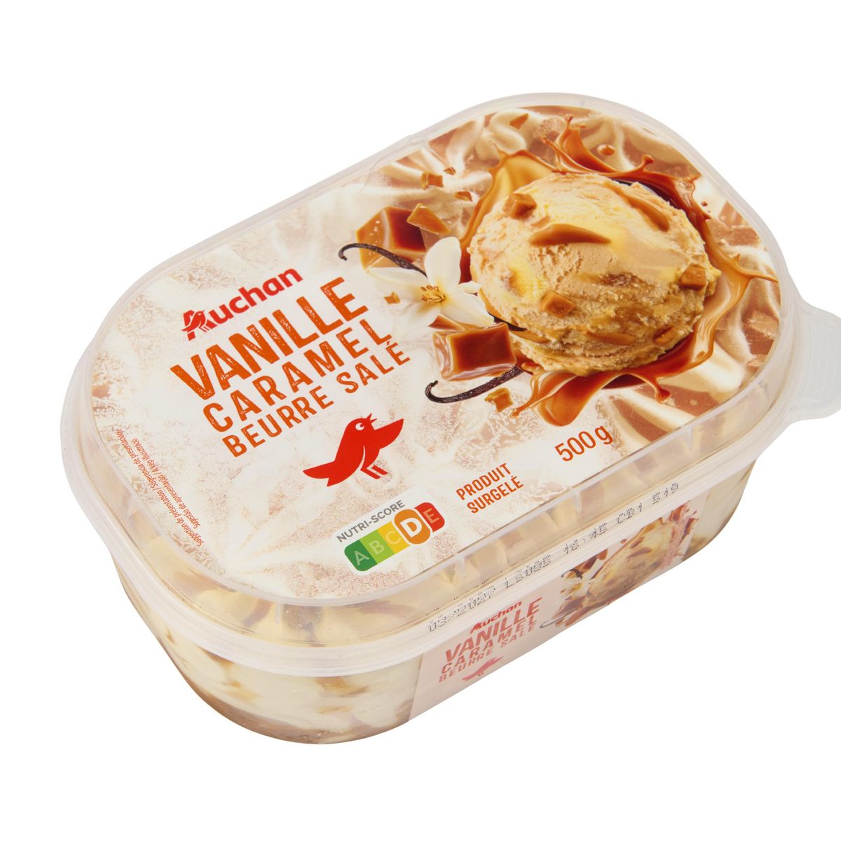 AUCHAN Glace vanille caramel beurre sale 500g