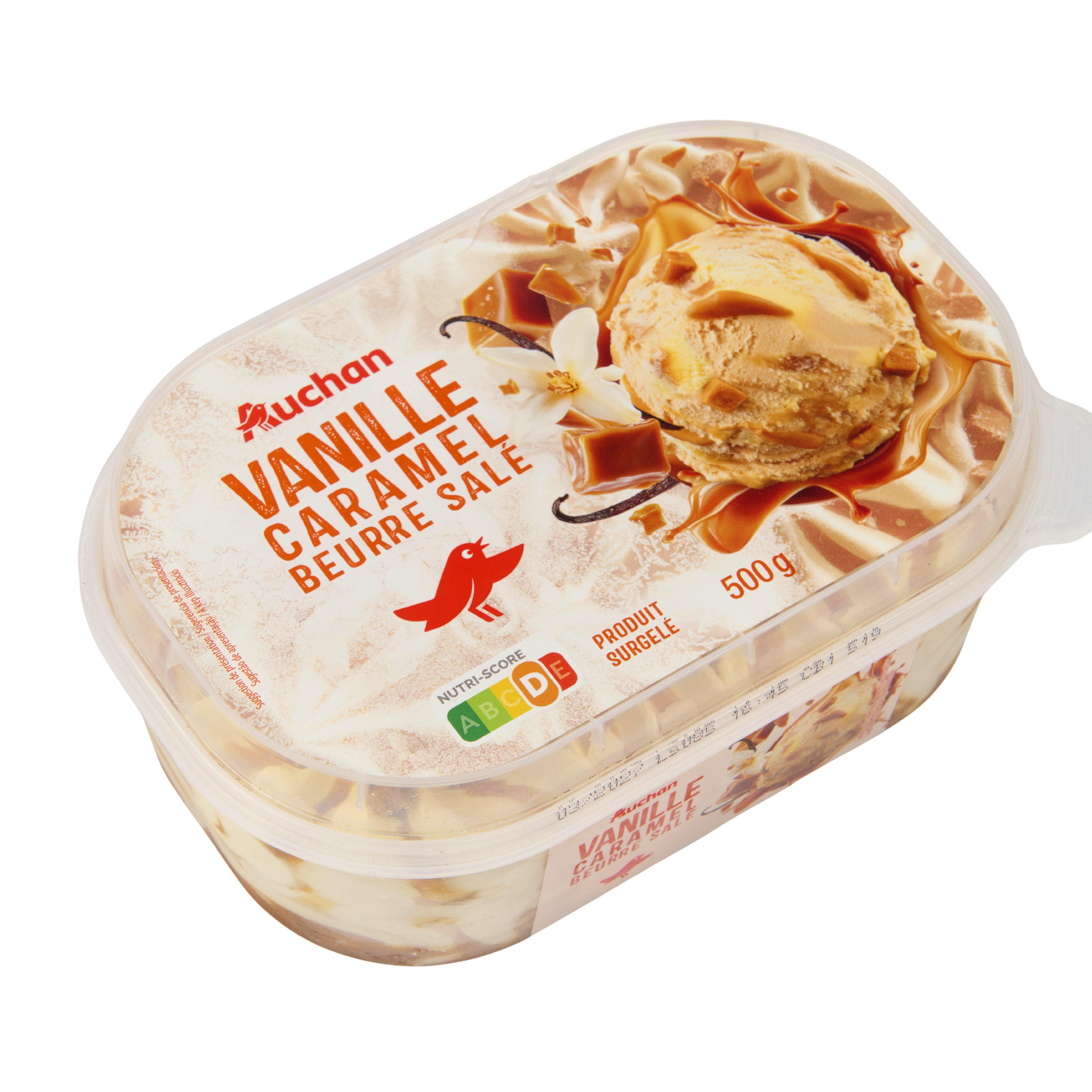 Voir la diapositive 3 : AUCHAN Glace vanille caramel beurre sale 500g