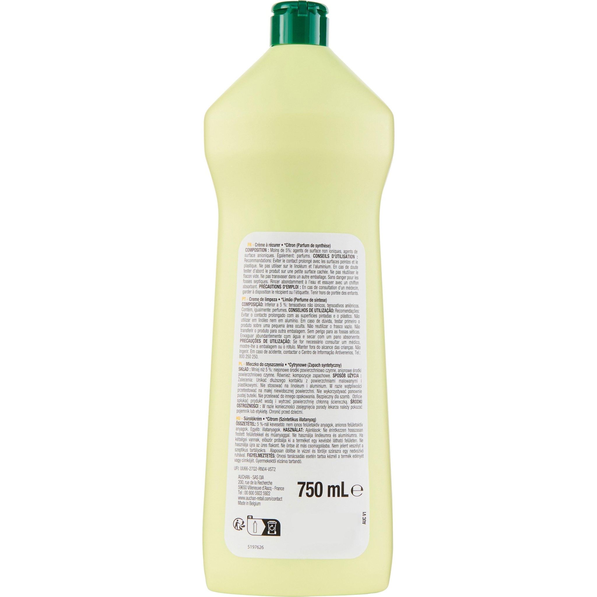 Voir la diapositive 2 : POUCE Crème à récurer au citron 750ml