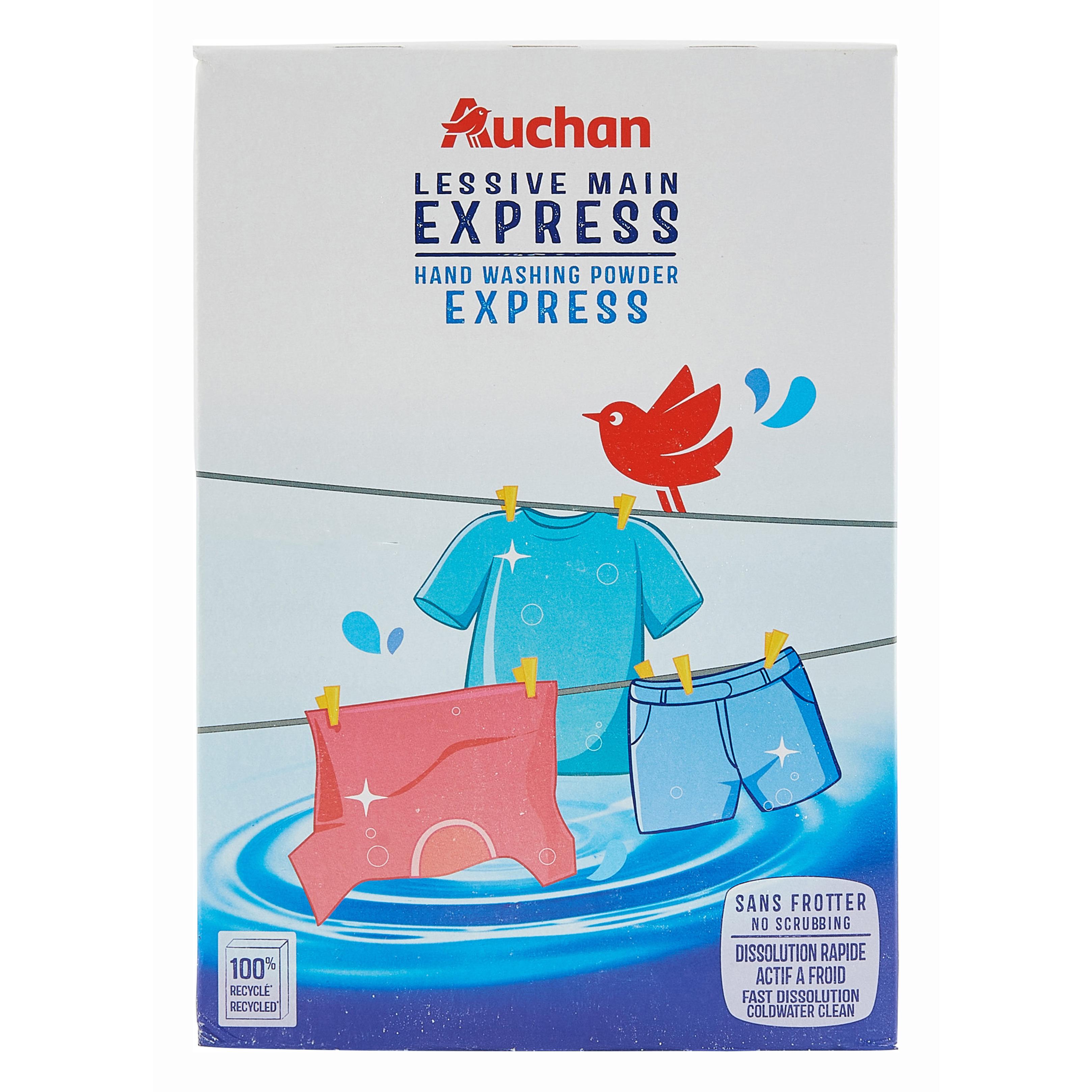 Voir la diapositive 2 : AUCHAN Lessive main en poudre express 25 lavages 650g