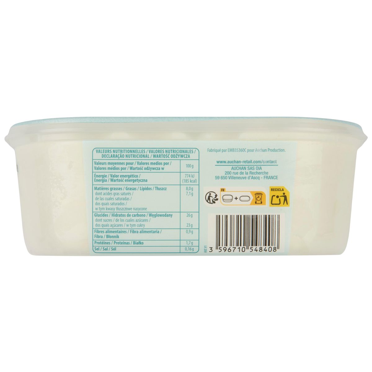 AUCHAN Glace à la noix de coco 516g