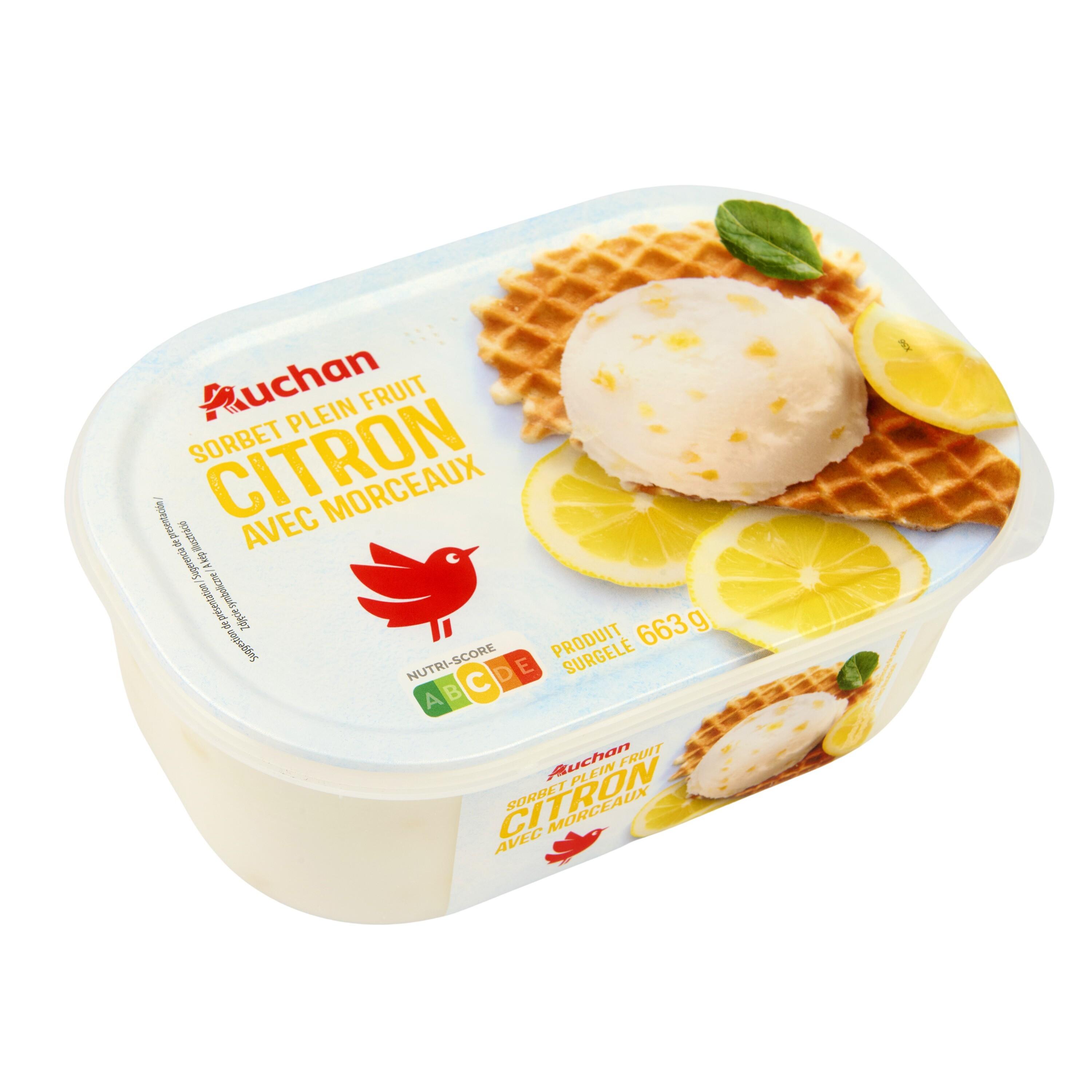 Voir la diapositive 3 : AUCHAN Sorbet saveur citron 663g
