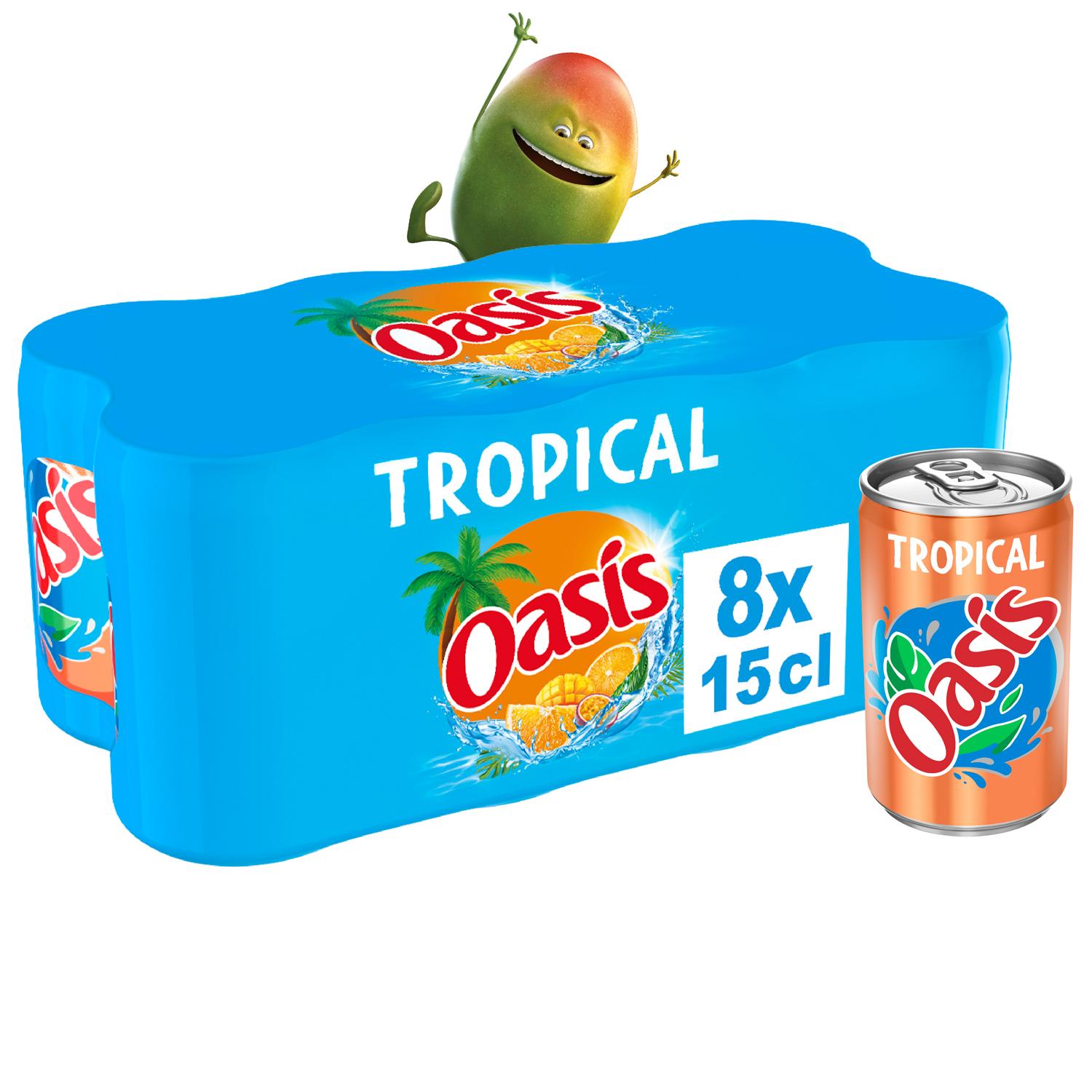 Voir la diapositive 2 : OASIS Boissons aux fruits saveur tropical boîtes 8x15cl