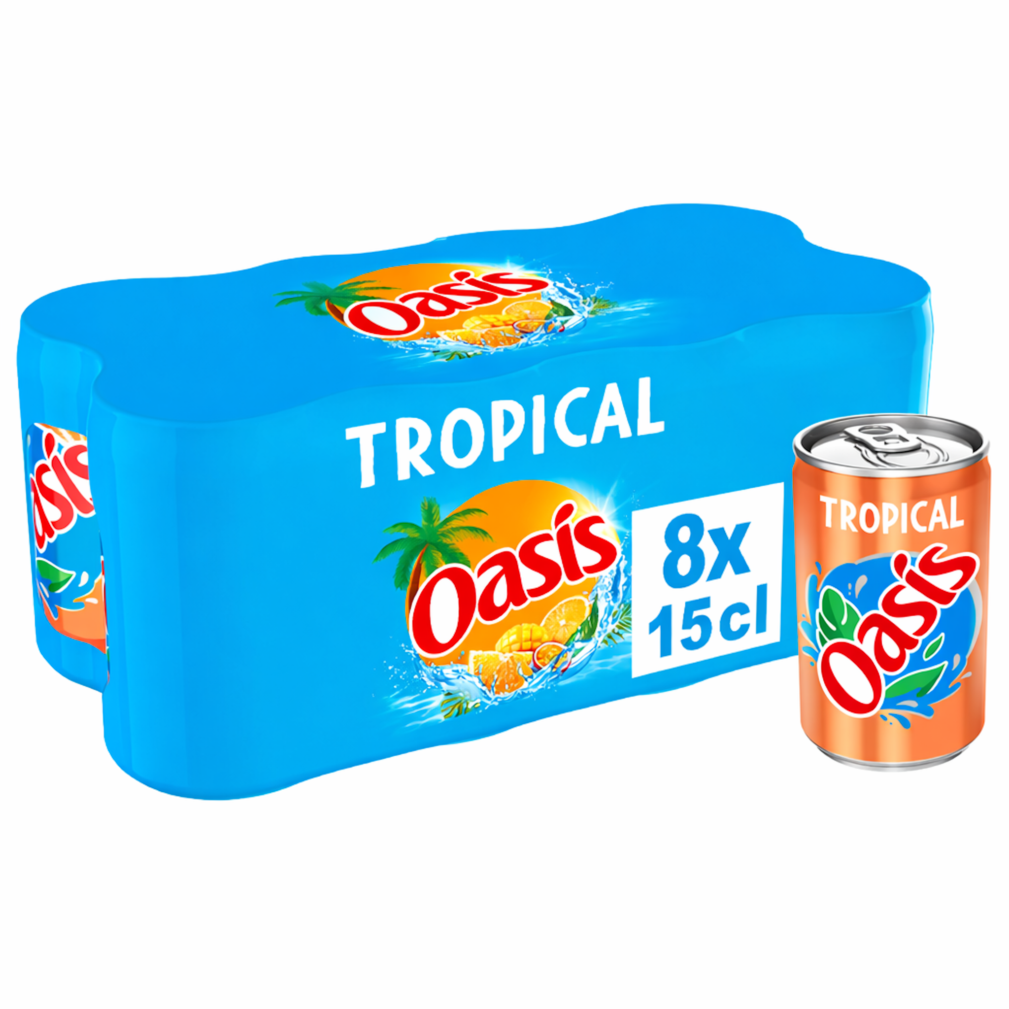 Voir la diapositive 2 : OASIS Boissons aux fruits saveur tropical boîtes 8x15cl