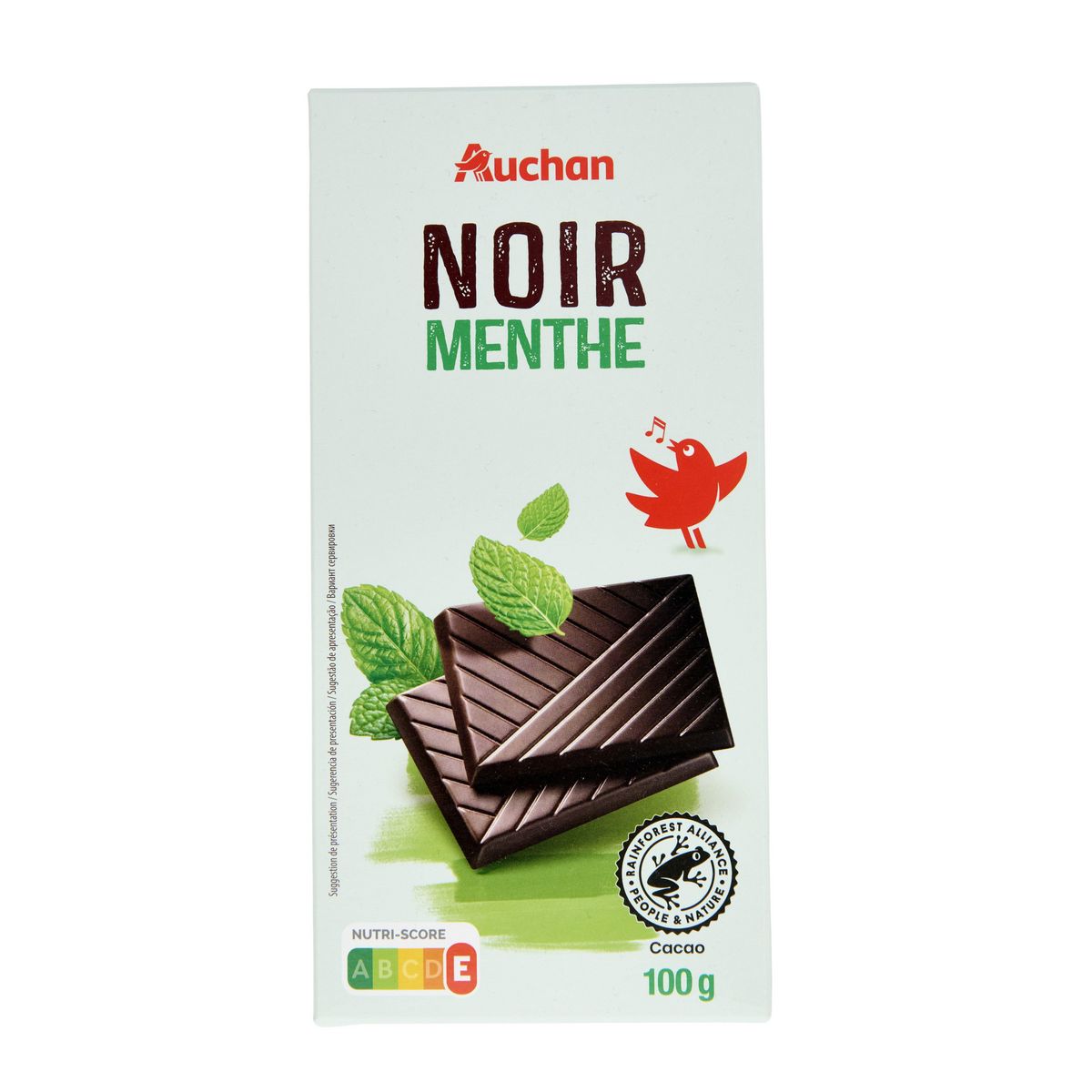 AUCHAN CULTIVONS LE BON Tablette de chocolat noir menthe 100g