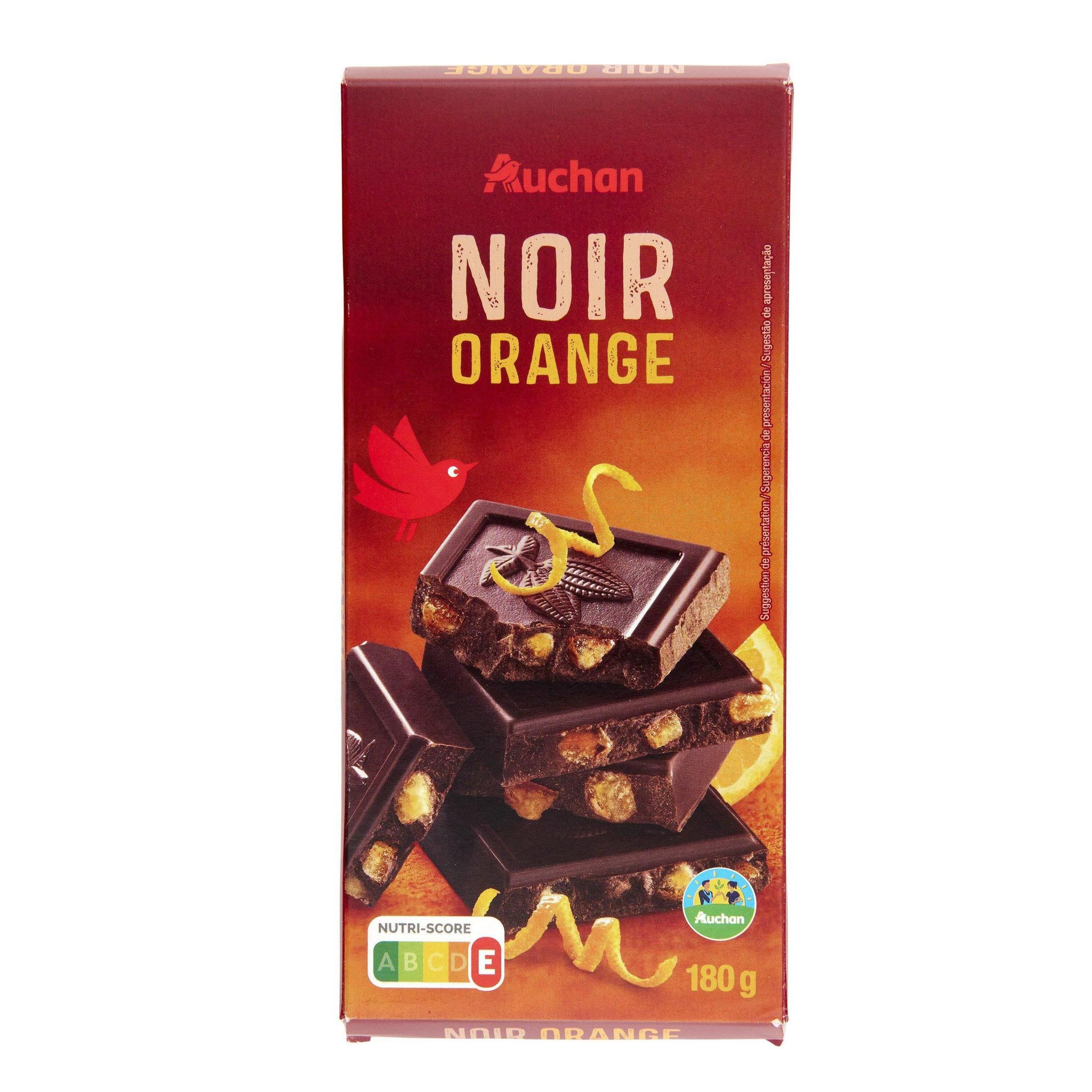 Voir la diapositive 2 : AUCHAN CULTIVONS LE BON Tablette de chocolat noir et écorce d'orange confite 1 pièce 180g