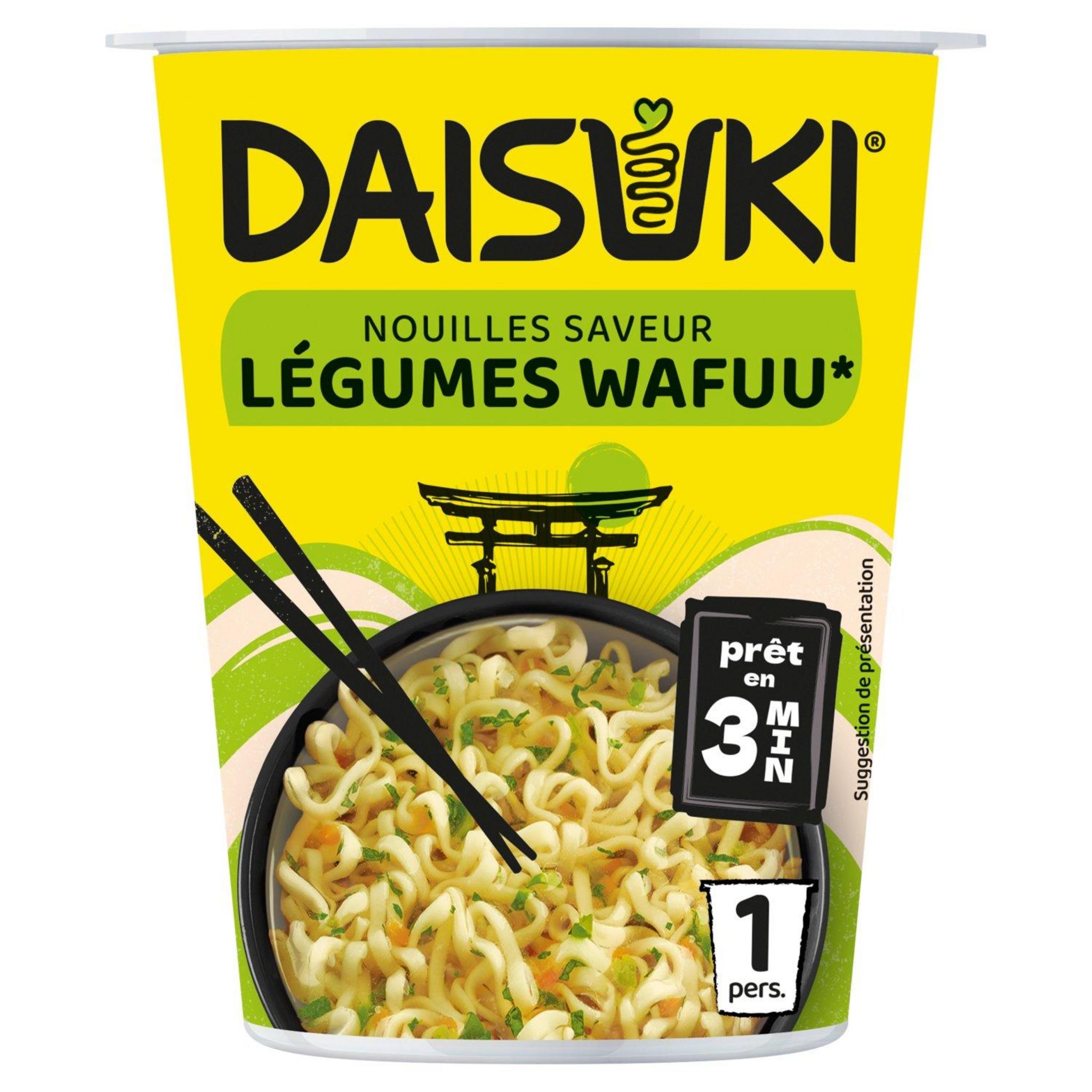 DAISUKI Cup nouilles saveur légumes wafuu prête en 3min 59g