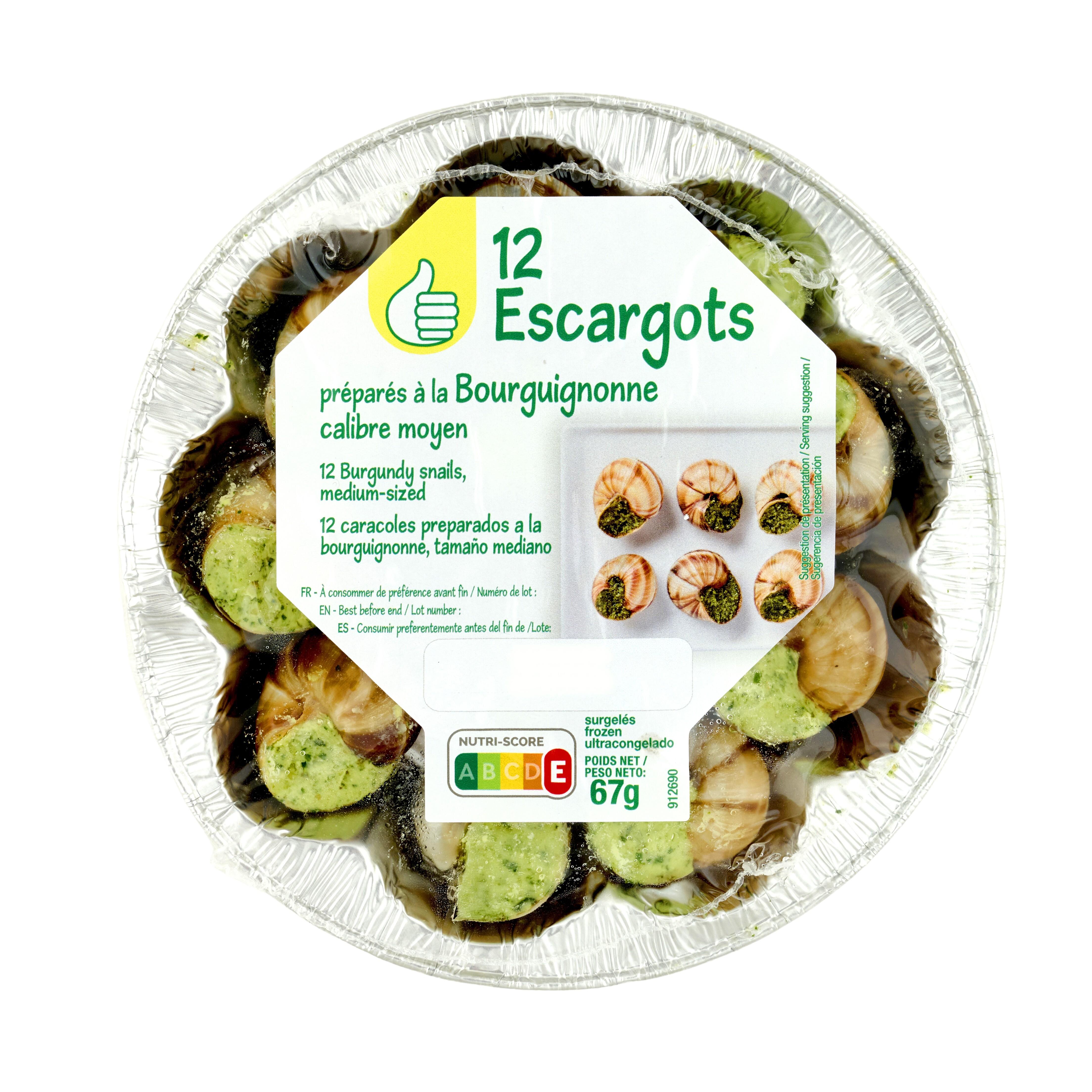 Voir la diapositive 3 : POUCE Escargots a la bourguignonne calibre moyen 12 pièces 67g