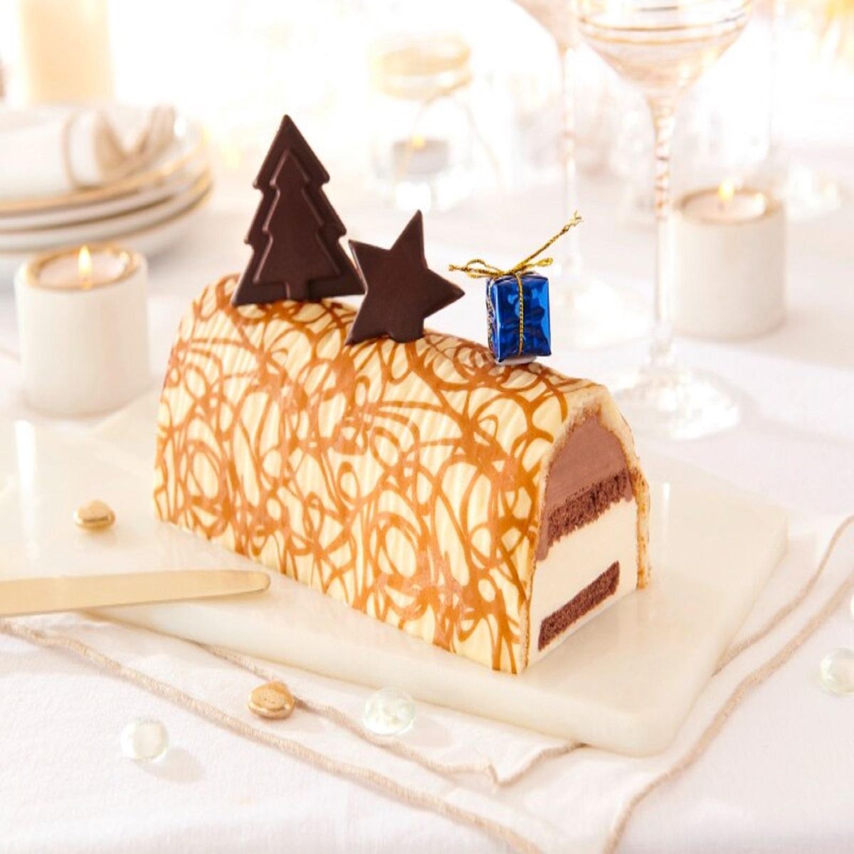 MON PÂTISSIER Buche vanille chocolat 18 cm 407 g