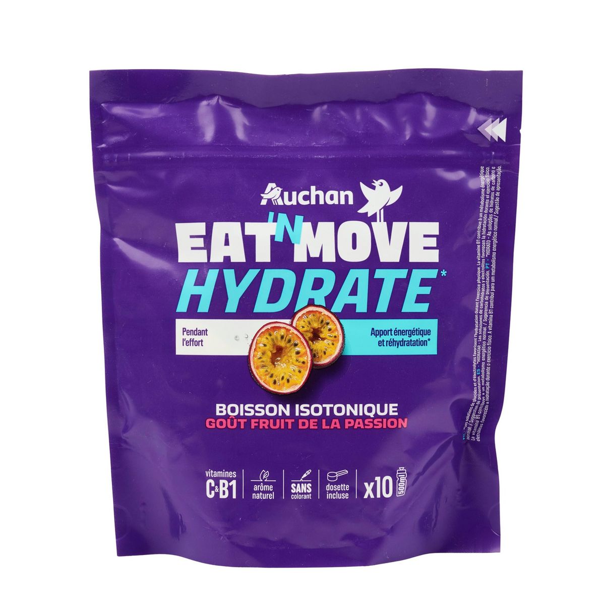 AUCHAN EAT'N MOVE Préparation pour boisson isotonique fruit de la passion 10 portions de 50cl 400g