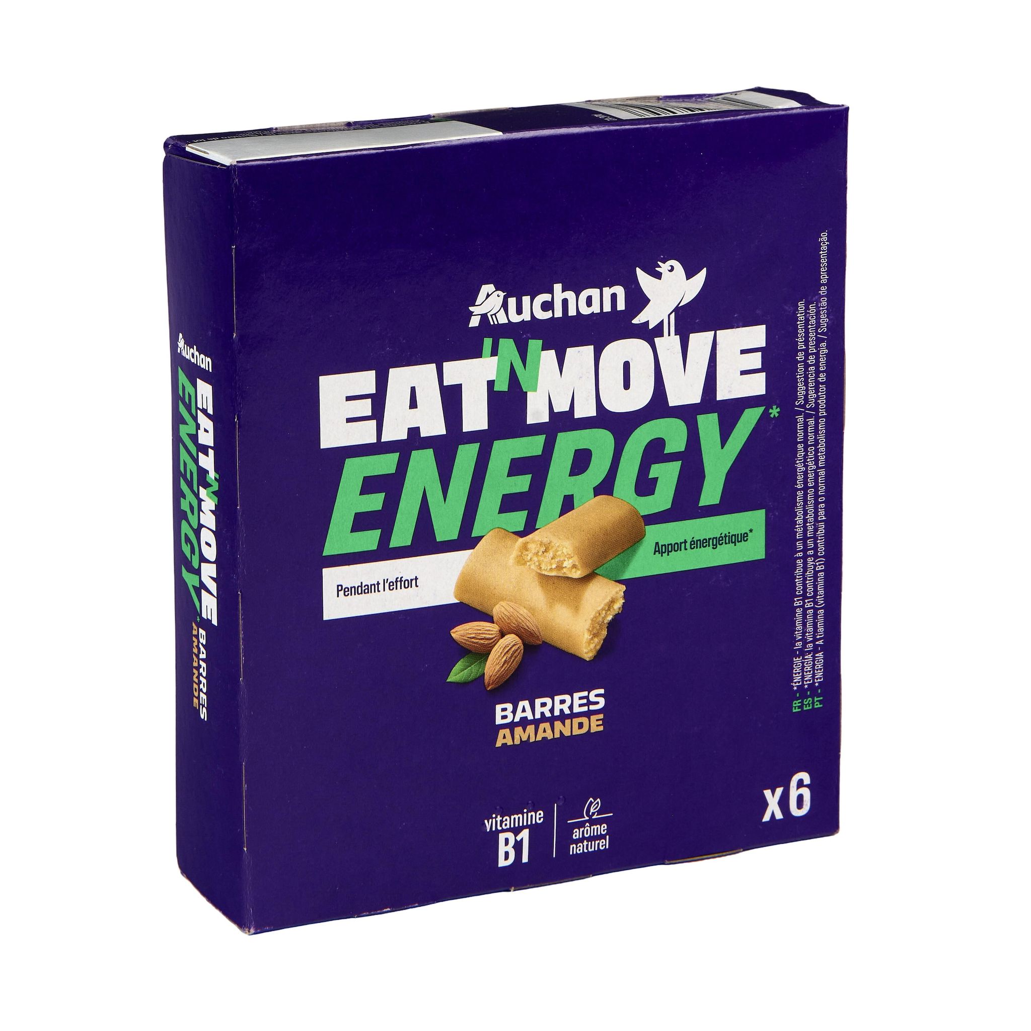 Voir la diapositive 5 : AUCHAN EAT'N MOVE Barres de céréales pâte d'amande 6 barres 6x25g