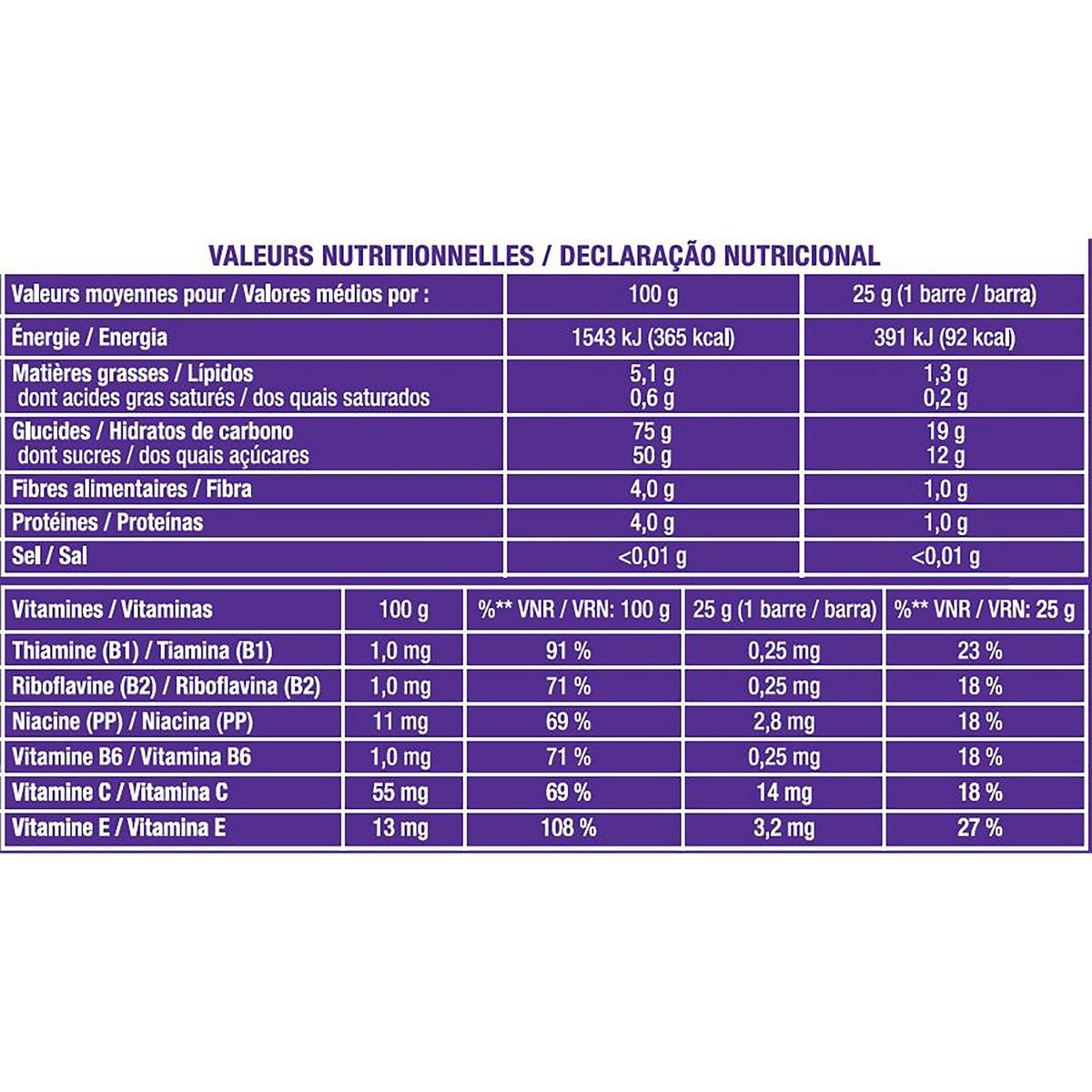 AUCHAN EAT'N MOVE Barres de céréales fruits rouges 6 barres 6x25g